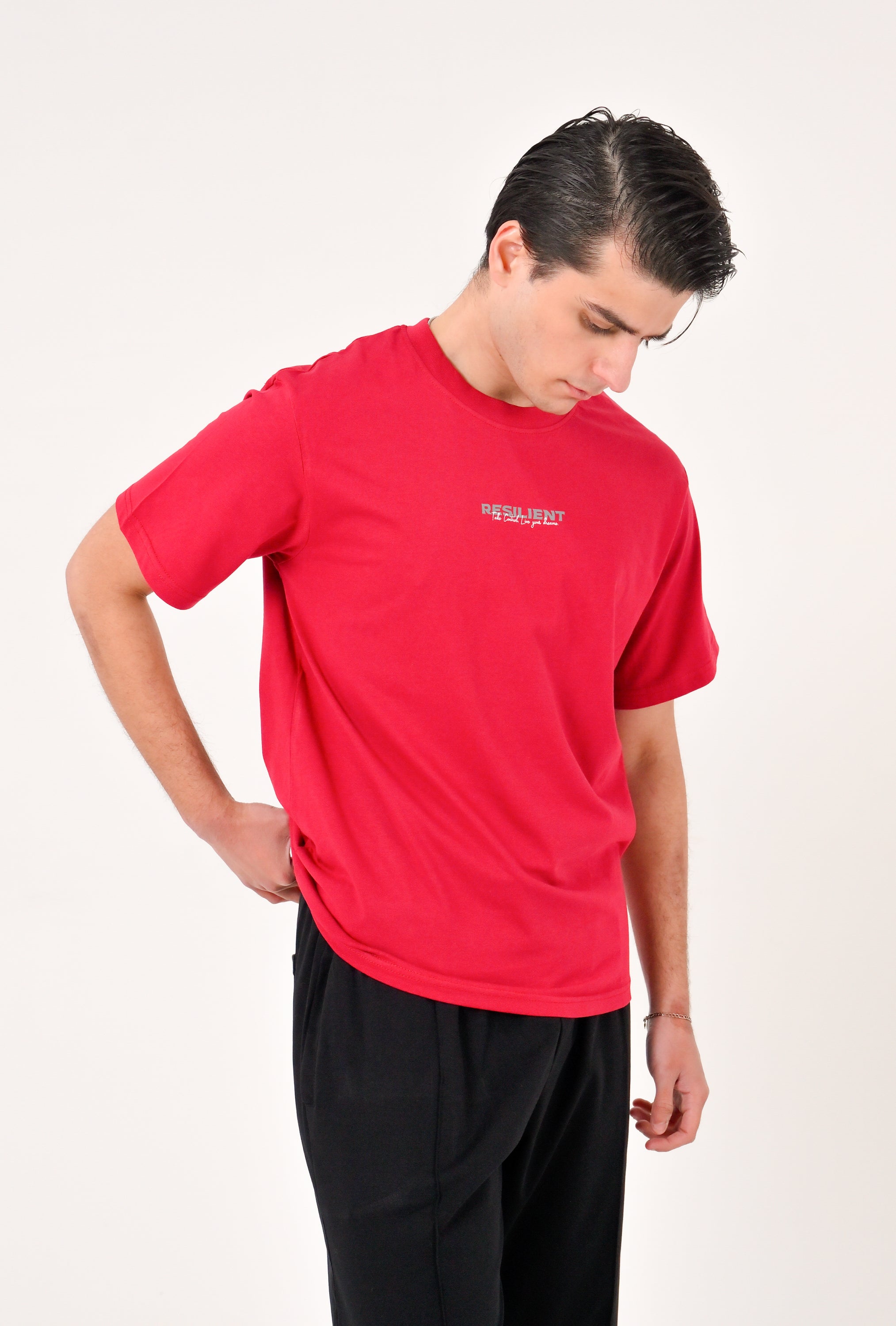 MEN RED DOWN SHOULDER T-SHIRT Reality
