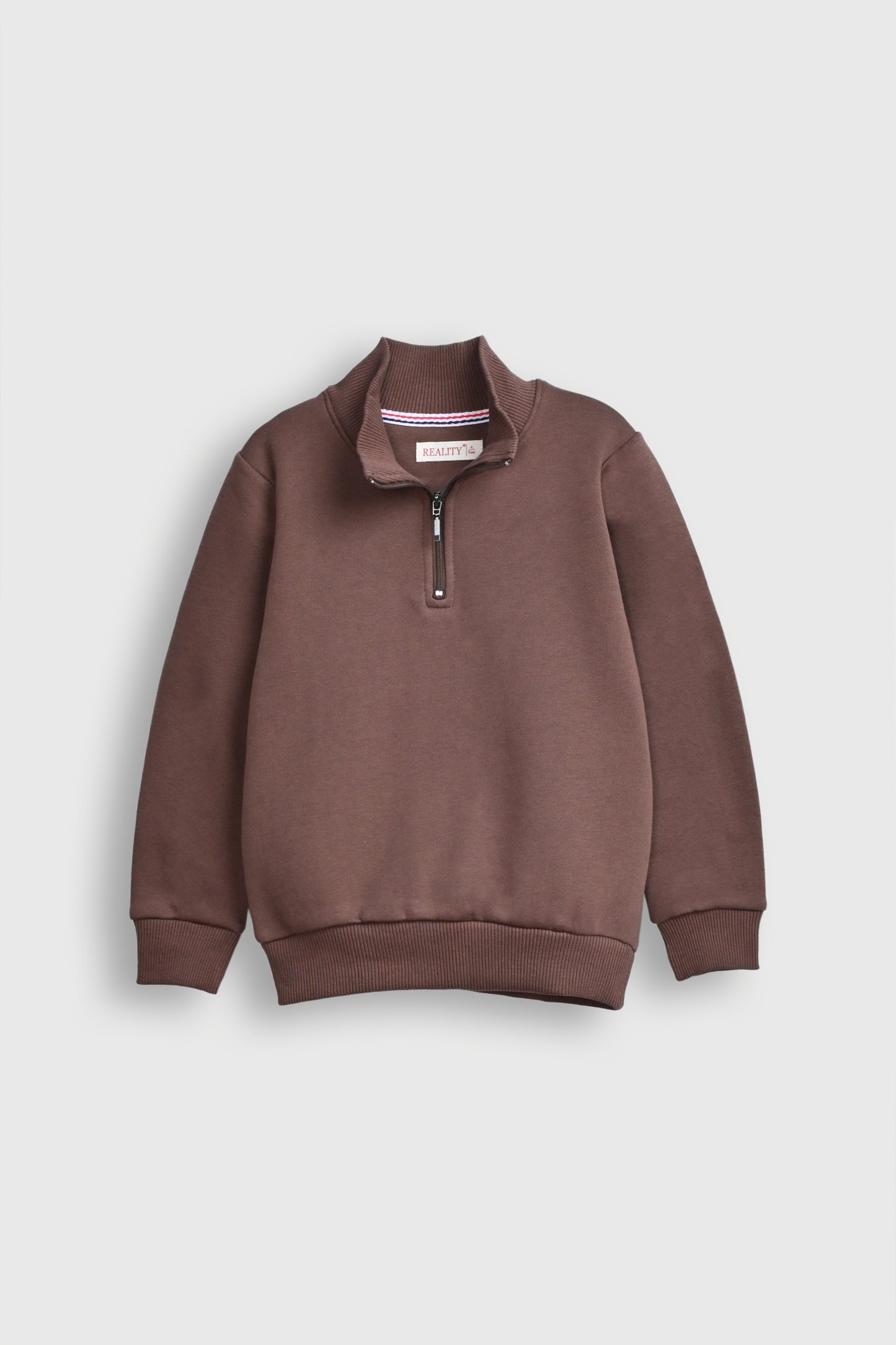 HALF ZIP BROWN SWEATSHIRT Reality