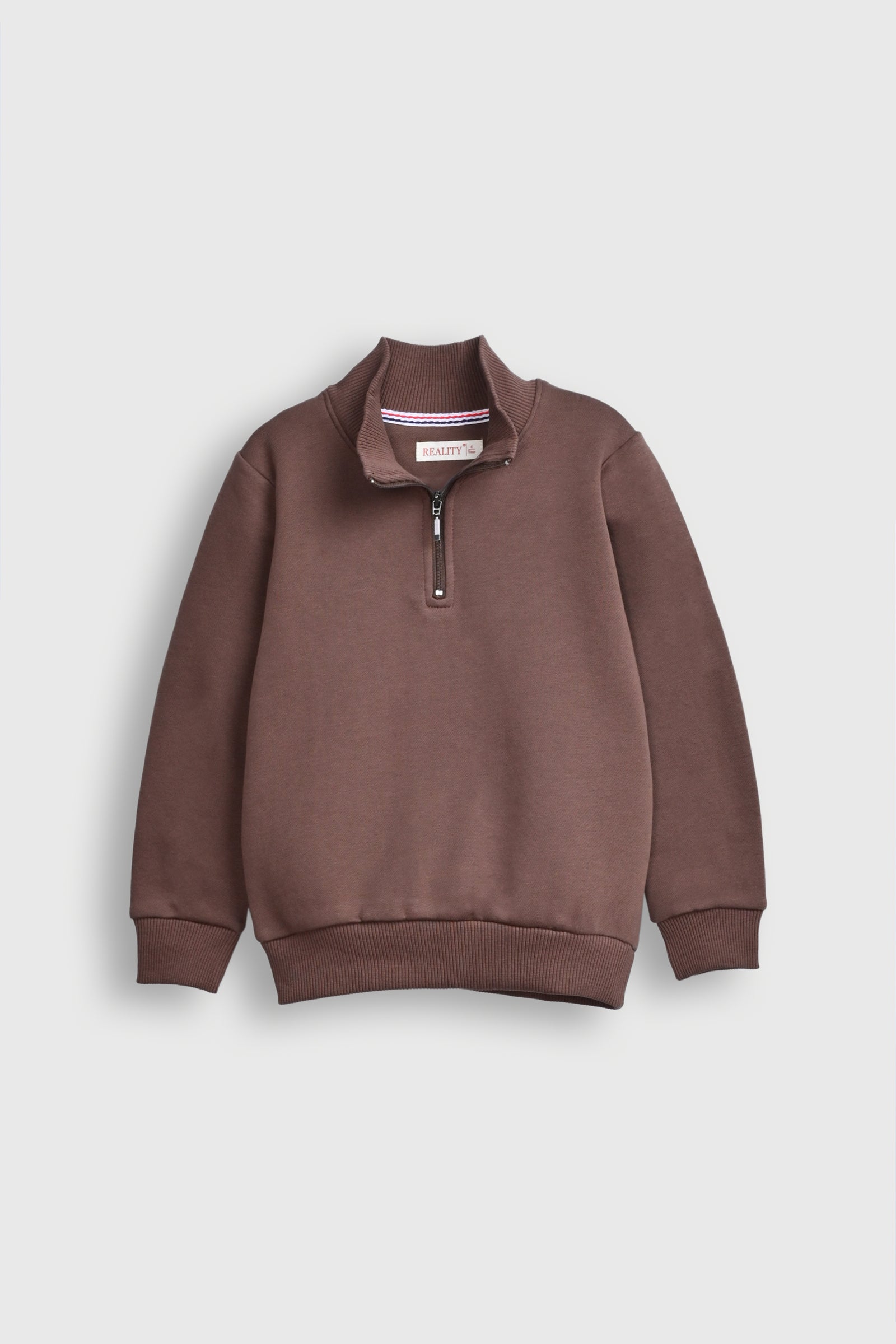 HALF ZIP BROWN SWEATSHIRT Reality