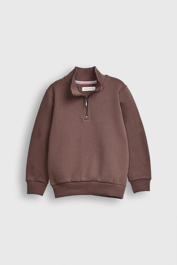 HALF ZIP BROWN SWEATSHIRT Reality
