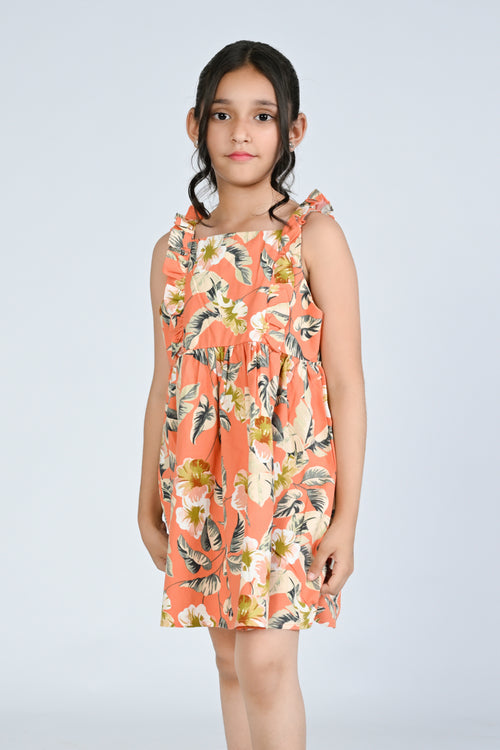 "Floral Ruffle Detail Dress for Girls" Reality