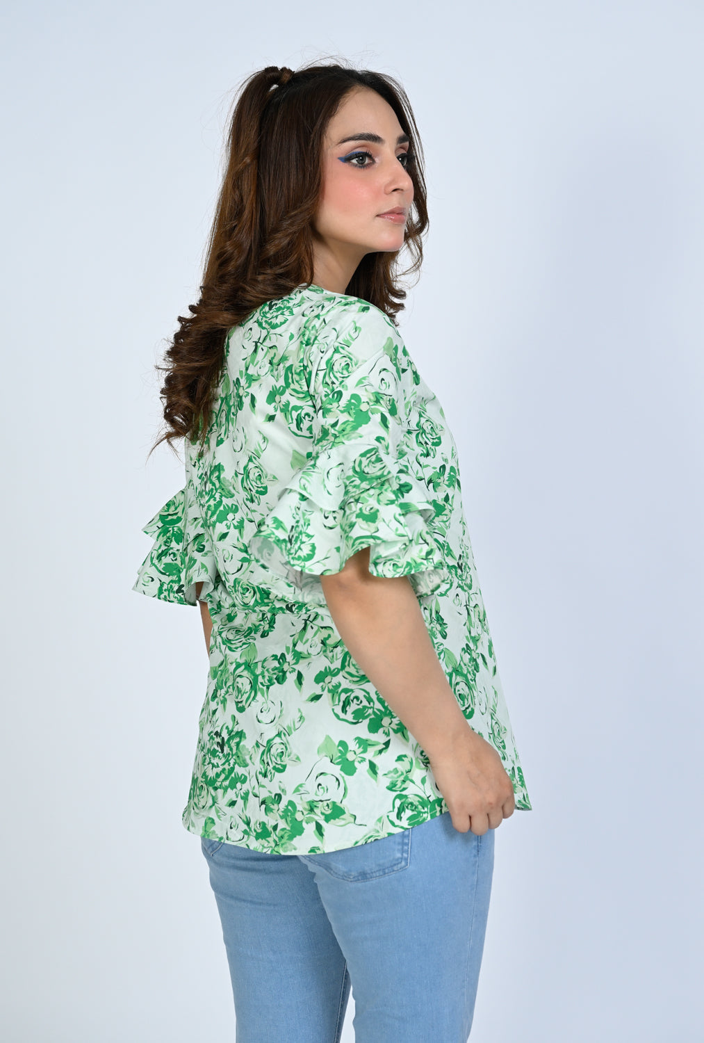 MIDNIGHT ROSES GREEN TOP REALITY