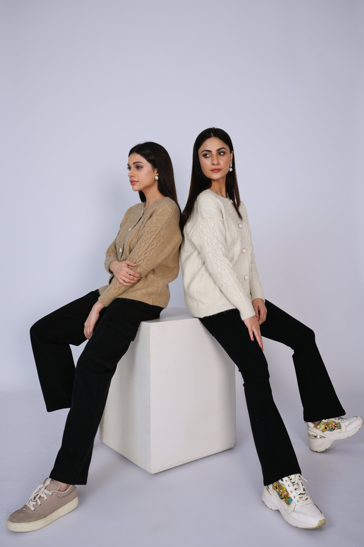 Tan Cable-Knit Cardigan Reality