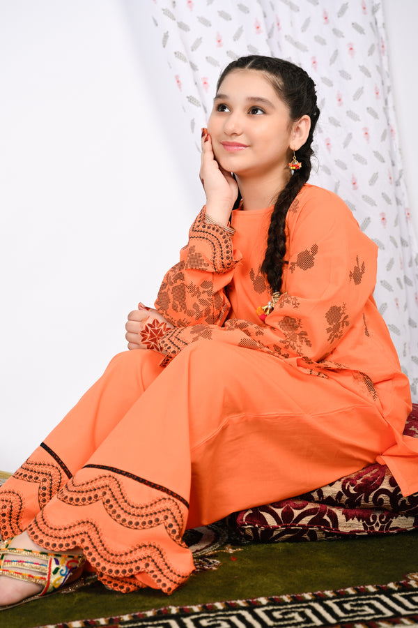 GIRLS 2 PIECE ORANGE DRESS Reality