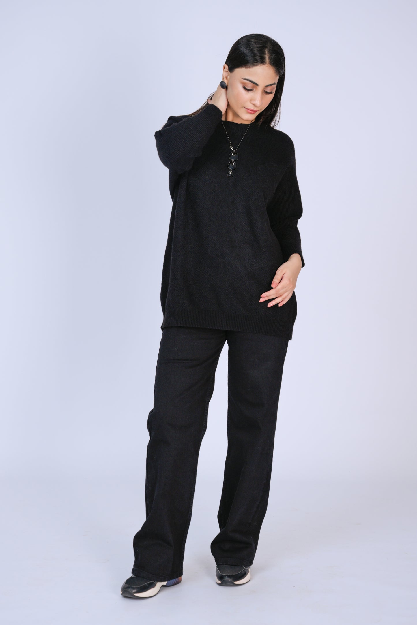 Chic Black Knit Sweater Reality