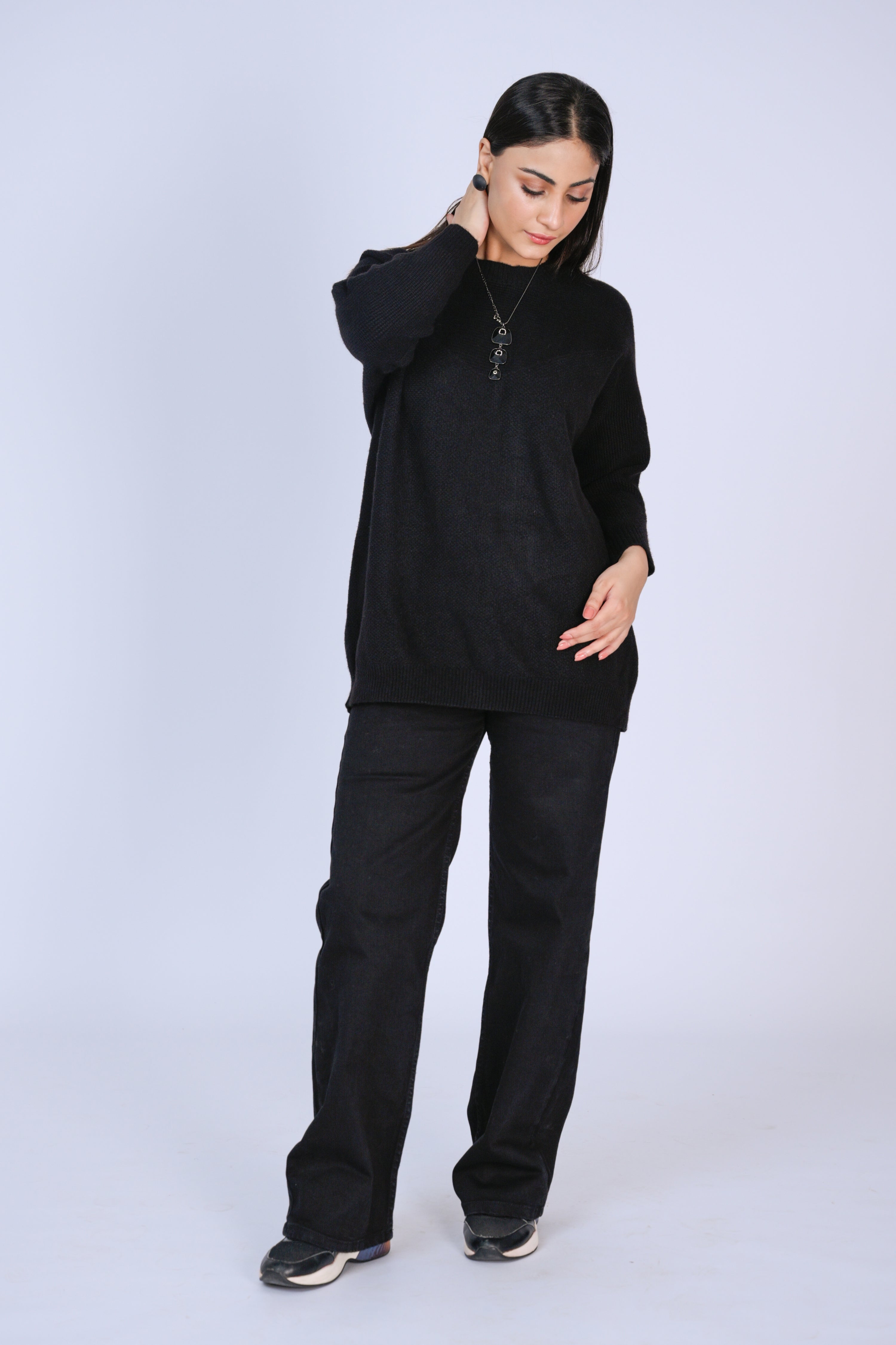 Chic Black Knit Sweater Reality