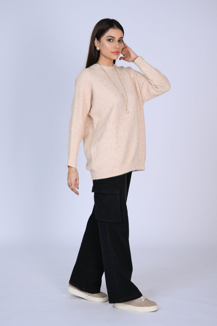 Pale Beige Knit Tunic sweater Reality