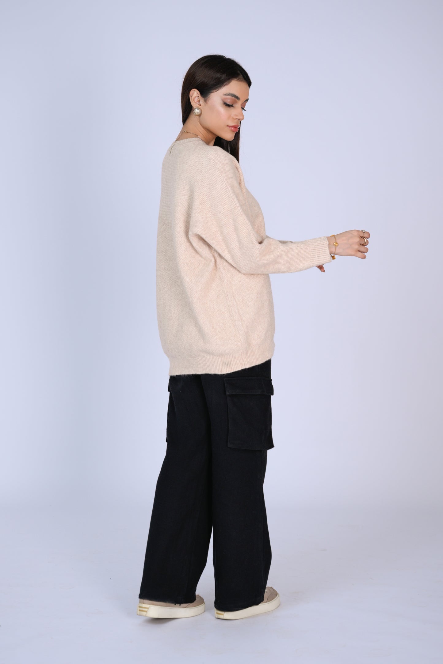 Pale Beige Knit Tunic sweater Reality