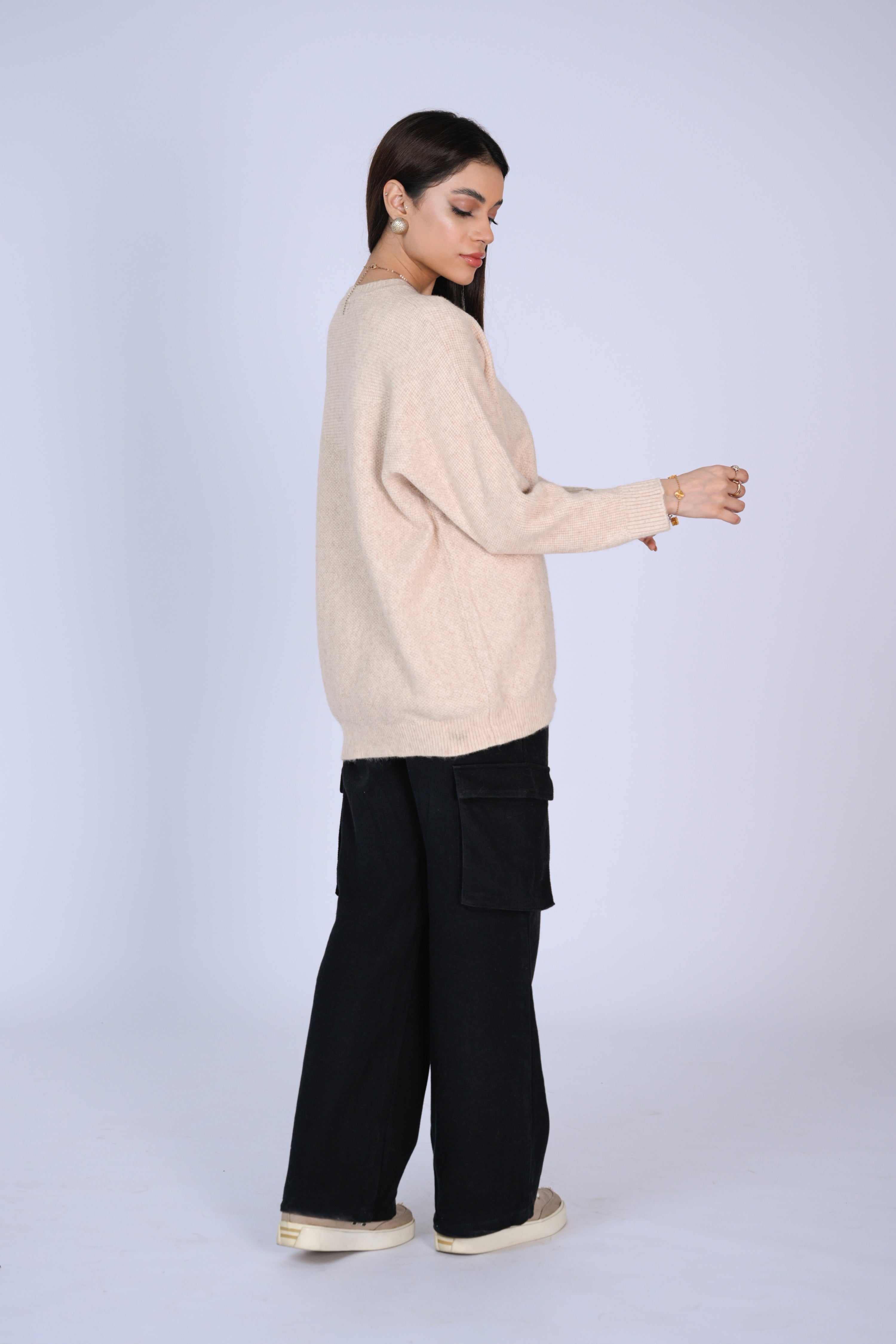 Pale Beige Knit Tunic sweater Reality