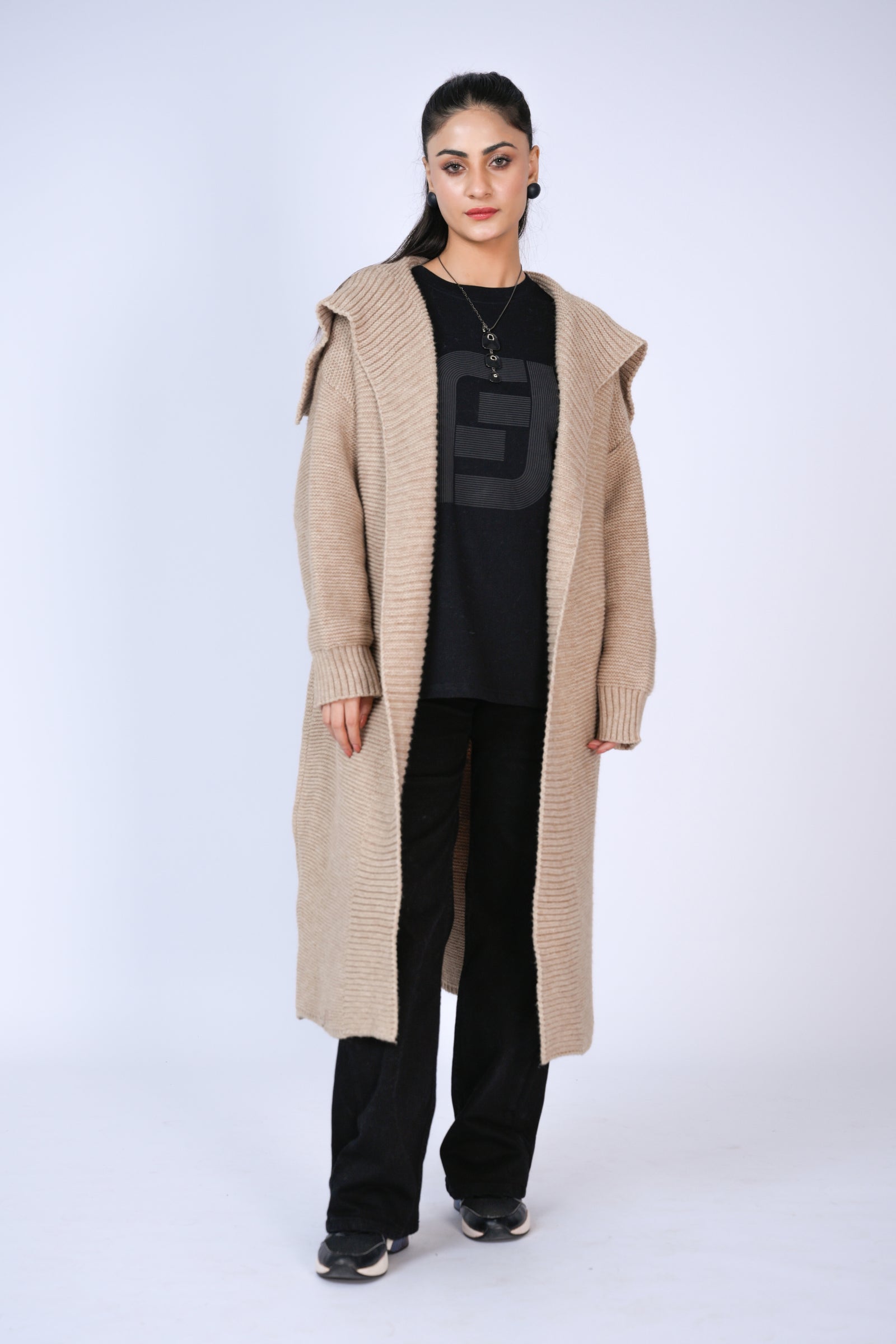 Oatmeal Hooded Longline Cardigan Reality