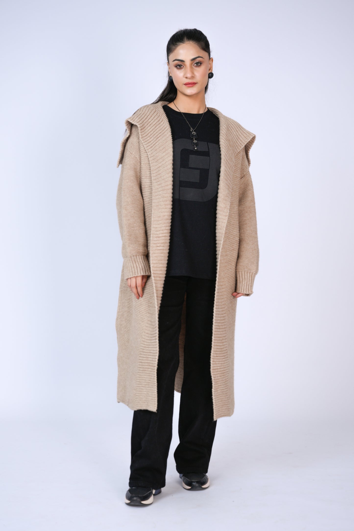 Oatmeal Hooded Longline Cardigan Reality