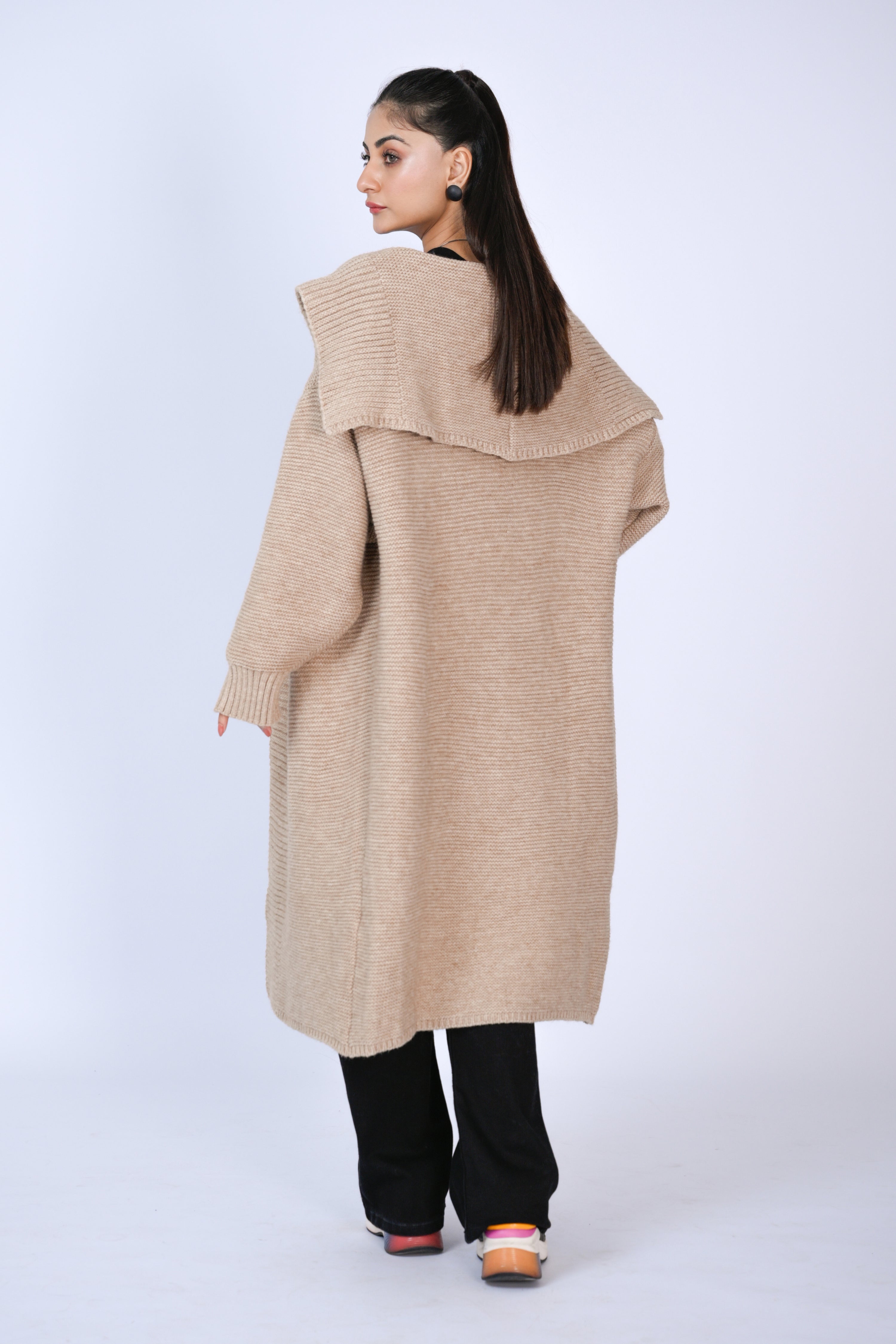 Oatmeal Hooded Longline Cardigan Reality