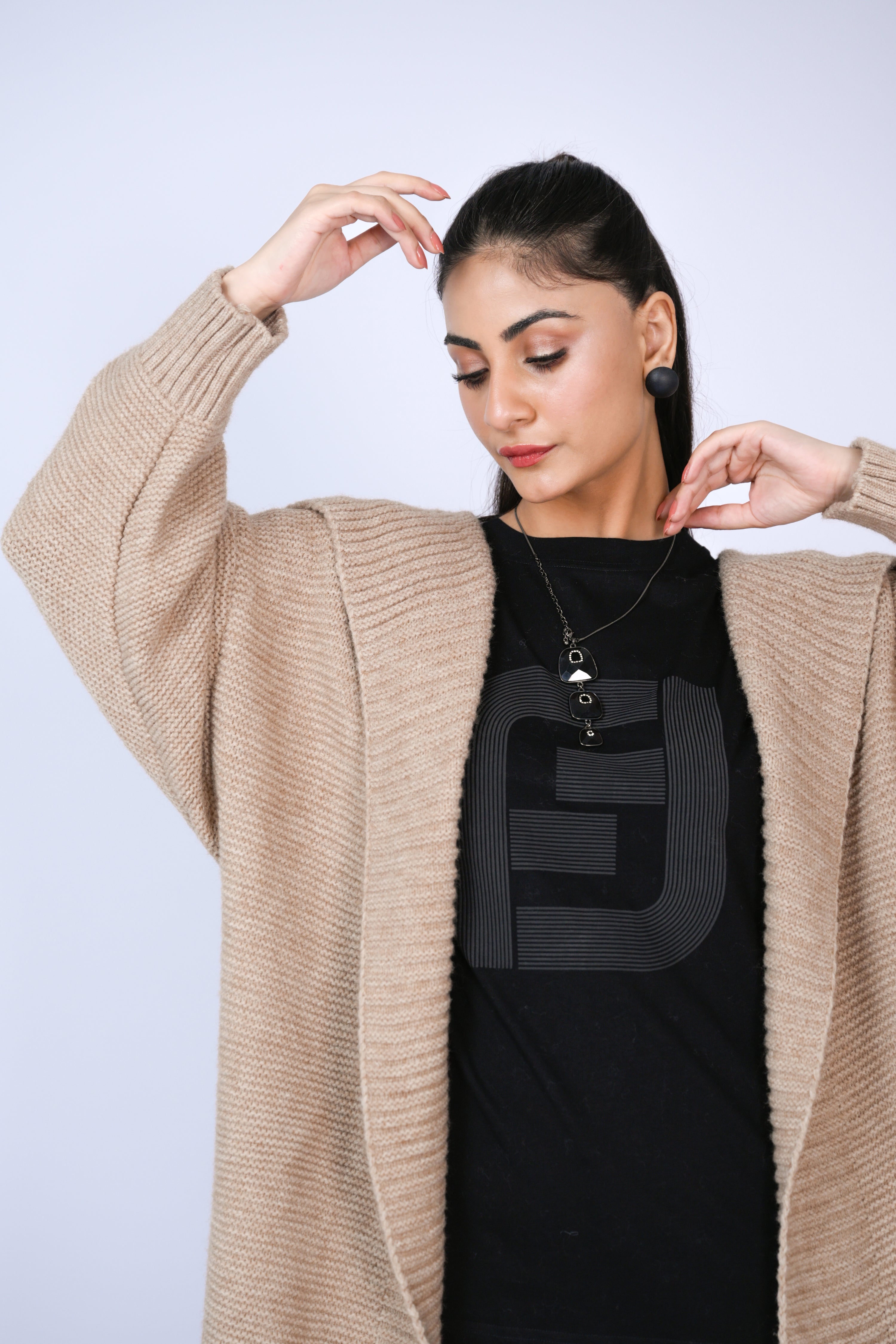 Oatmeal Hooded Longline Cardigan Reality