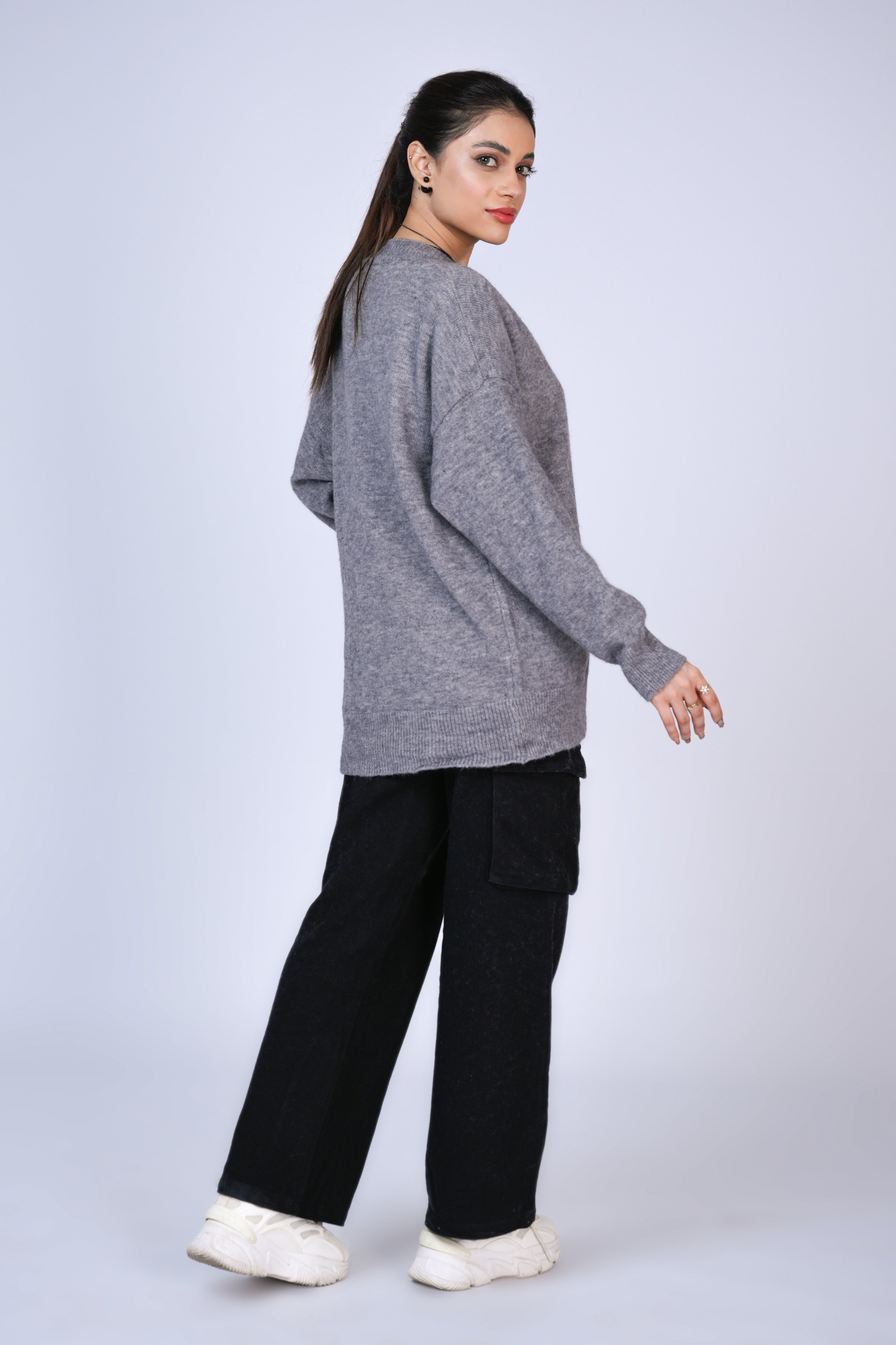 Grey Melange Knit Cardigan Reality