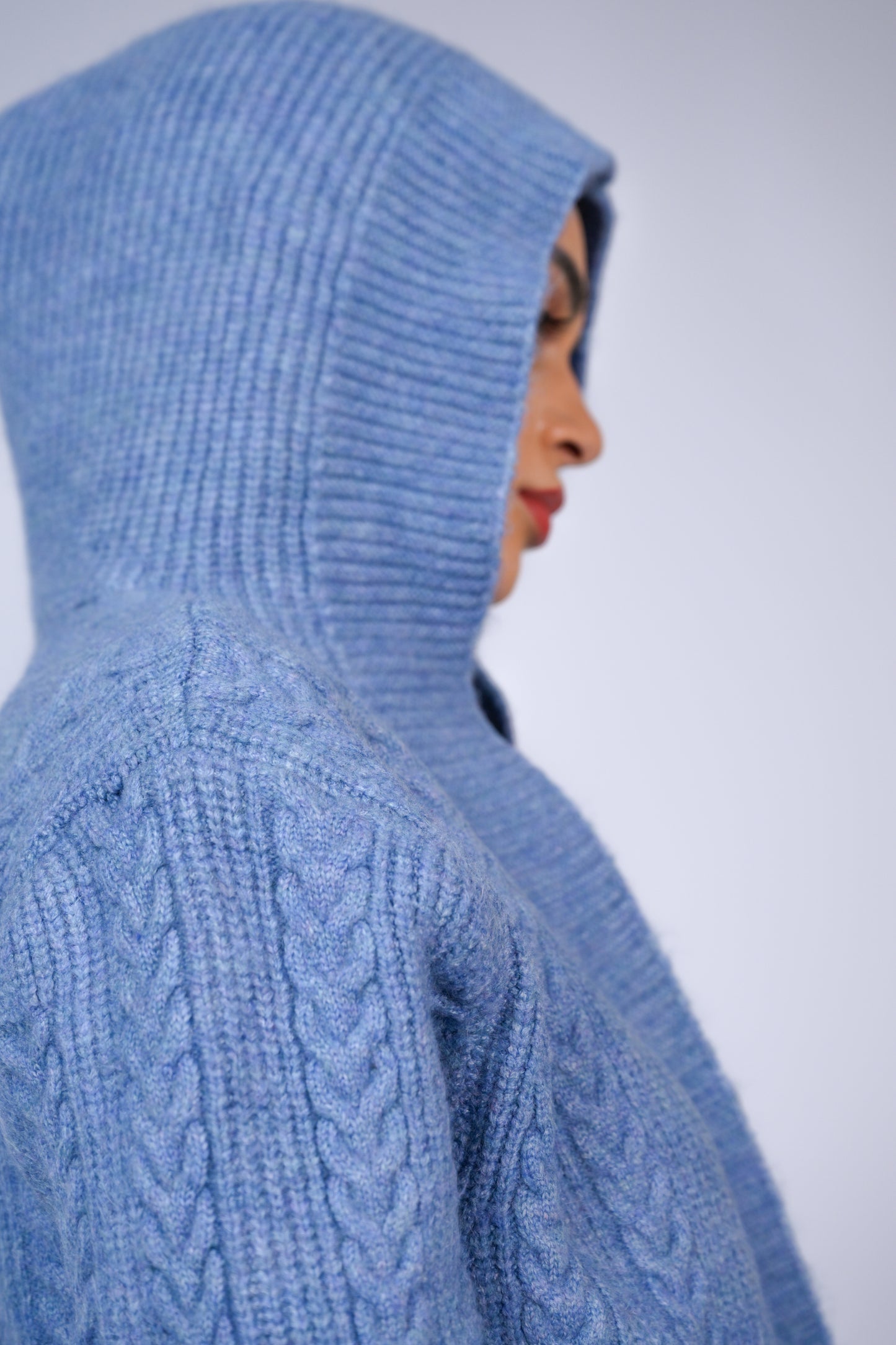 Long Blue Hooded Cardigan Reality