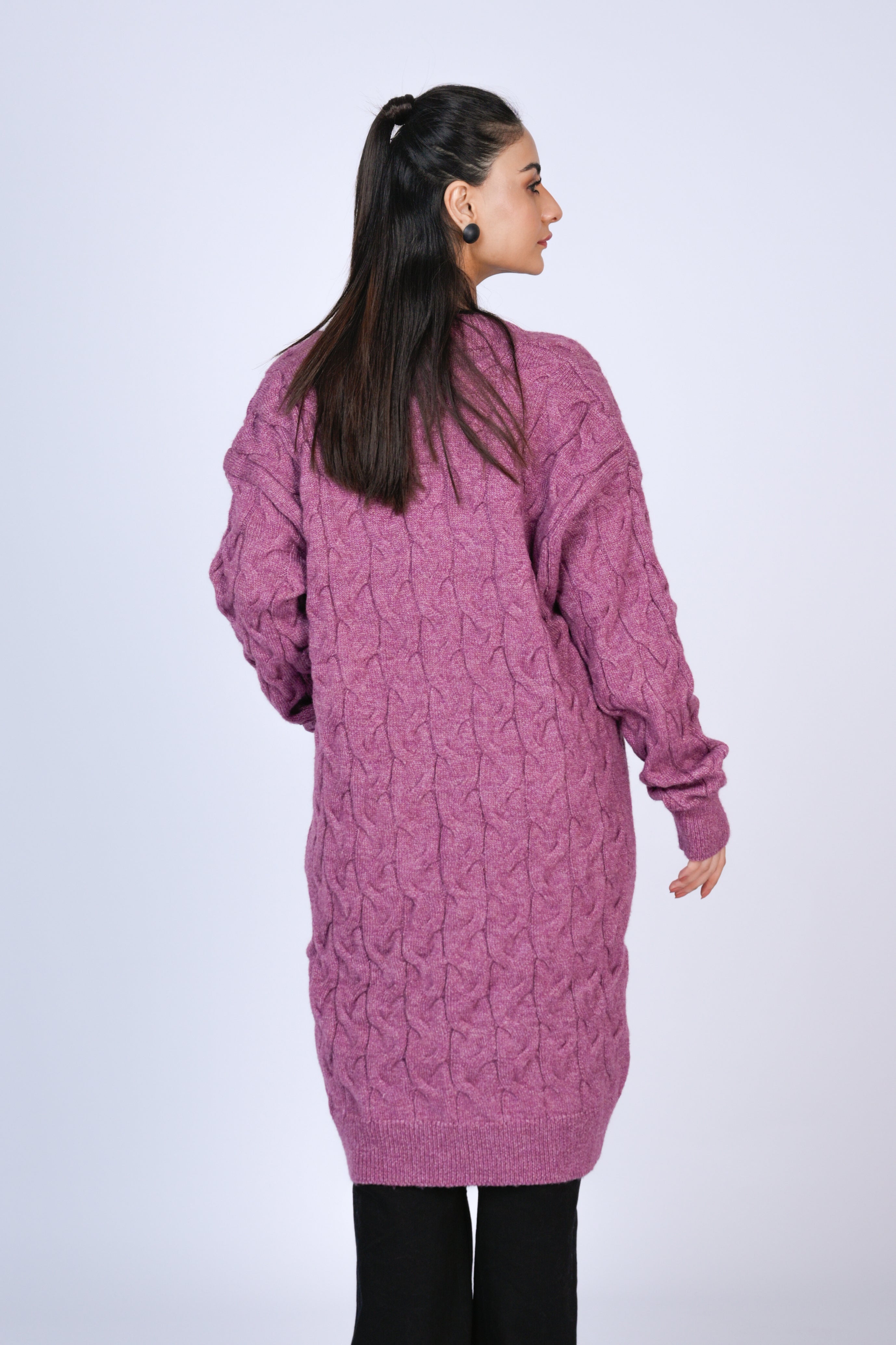 Textured Warmth: Cozy in Plum Knits Reality