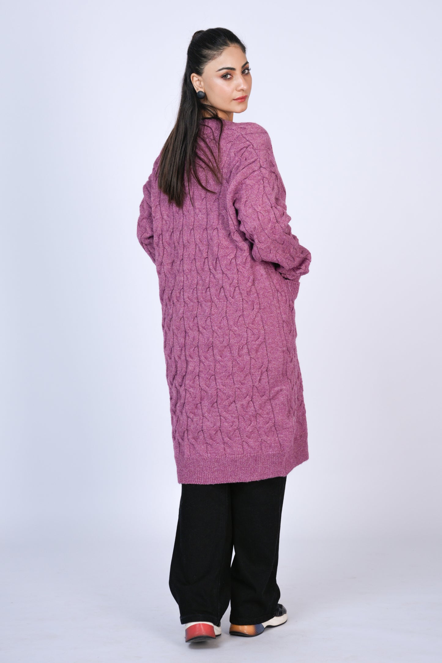 Textured Warmth: Cozy in Plum Knits Reality