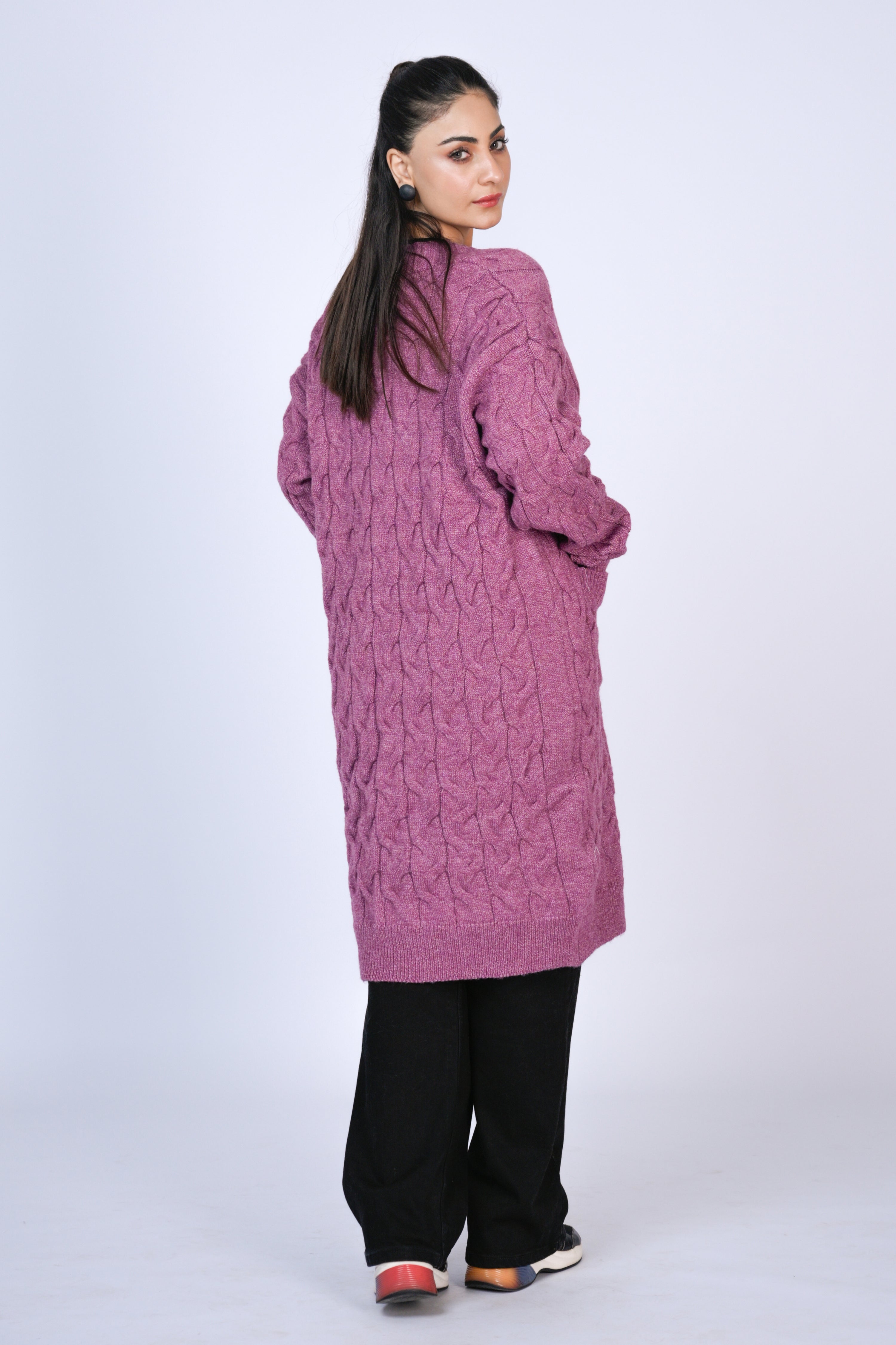 Textured Warmth: Cozy in Plum Knits Reality