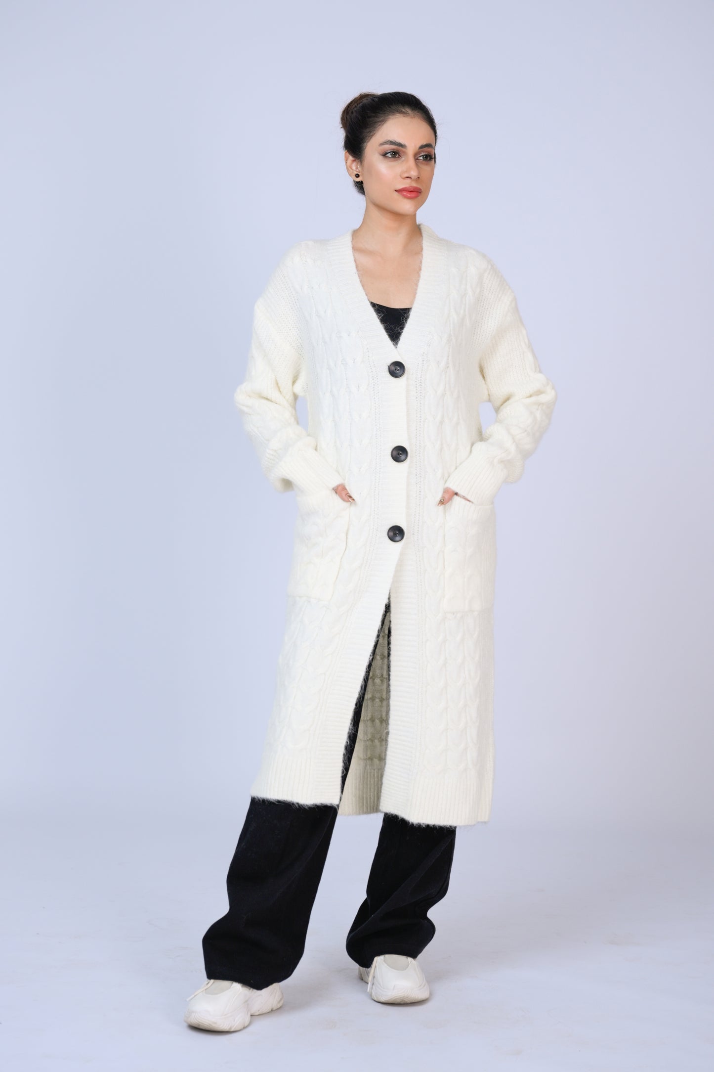 The Chic Long Cable Knit Layer Reality