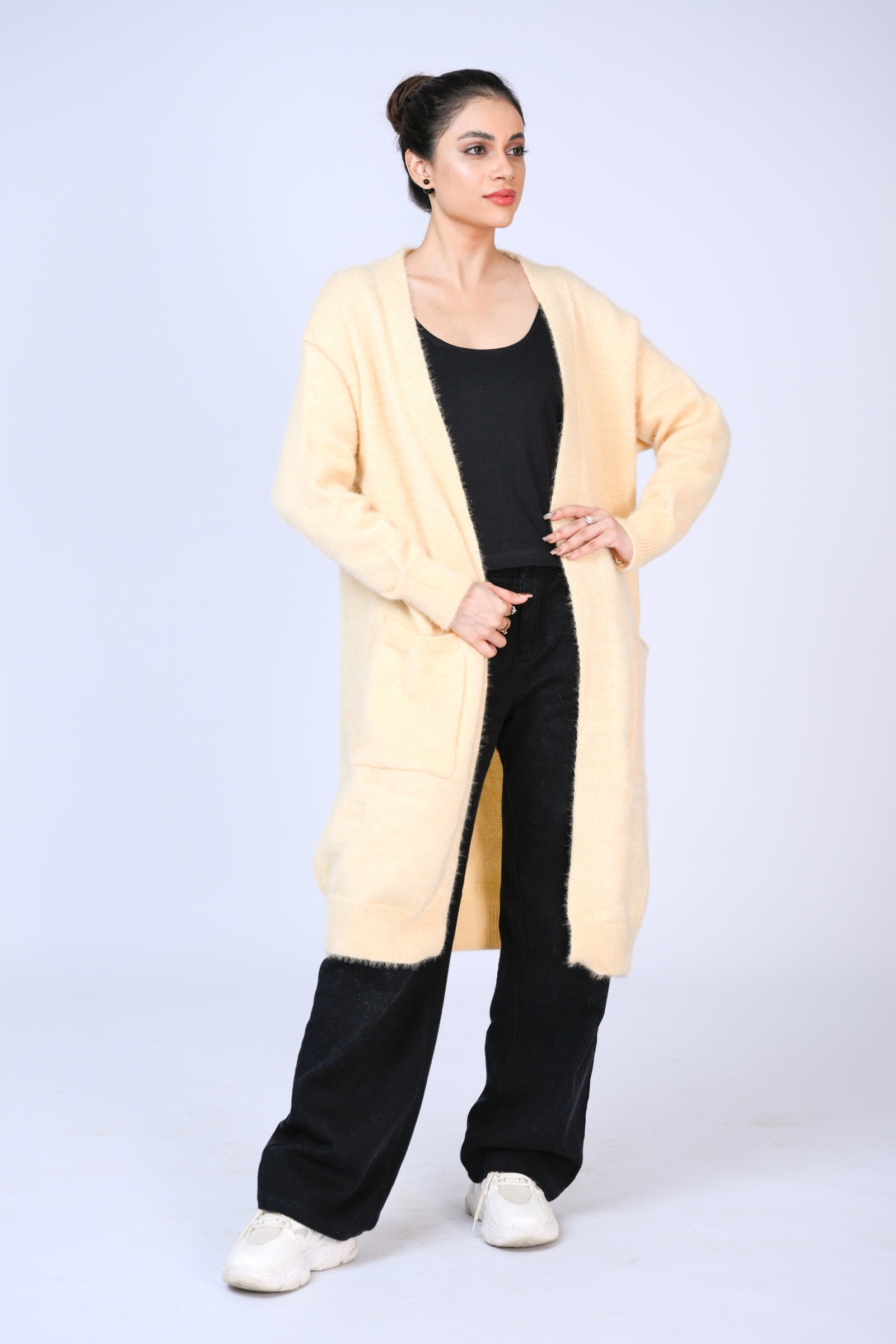 Soft Knit Duster Cardigan in Pale Yellow Reality