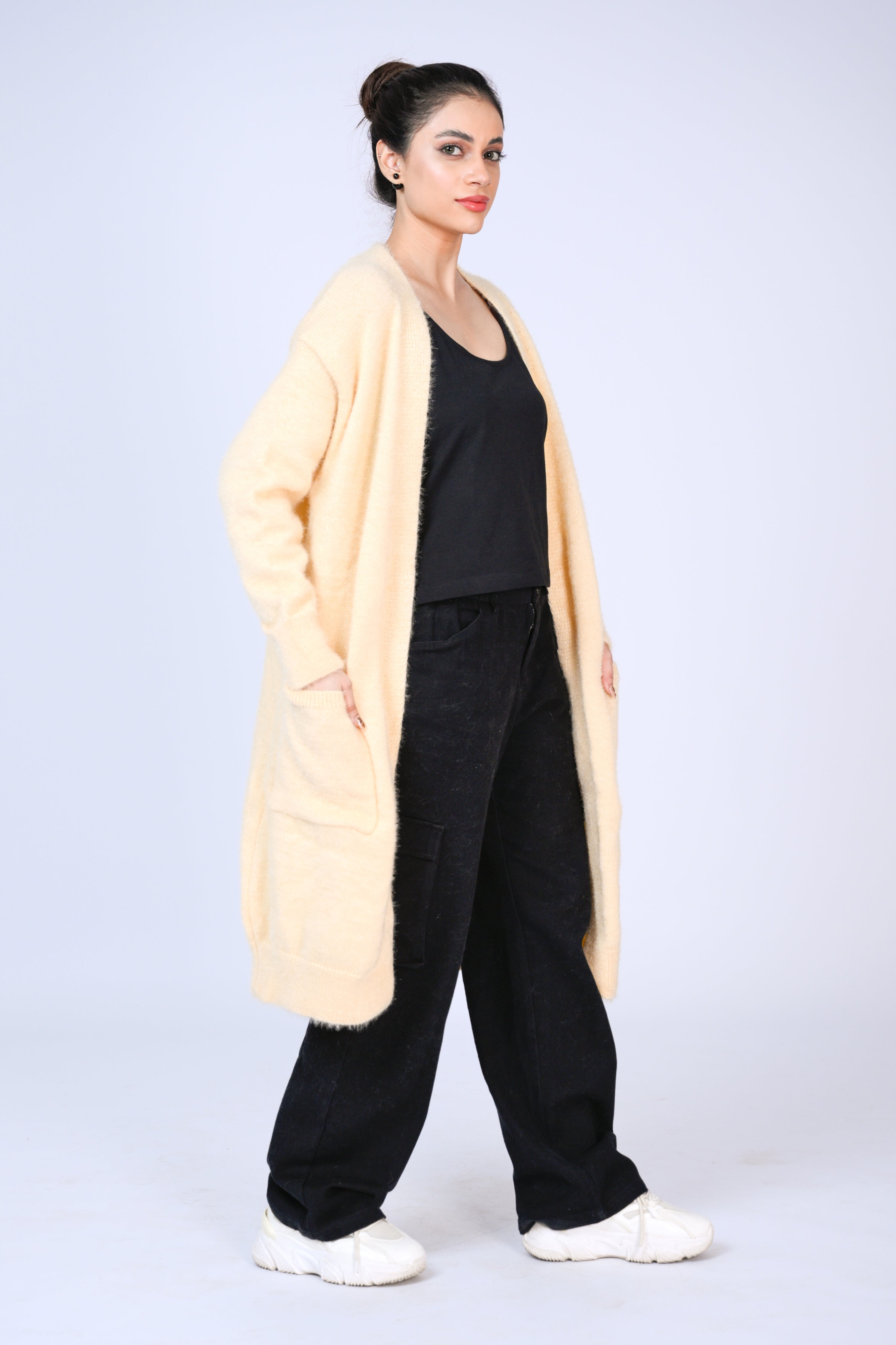 Soft Knit Duster Cardigan in Pale Yellow Reality