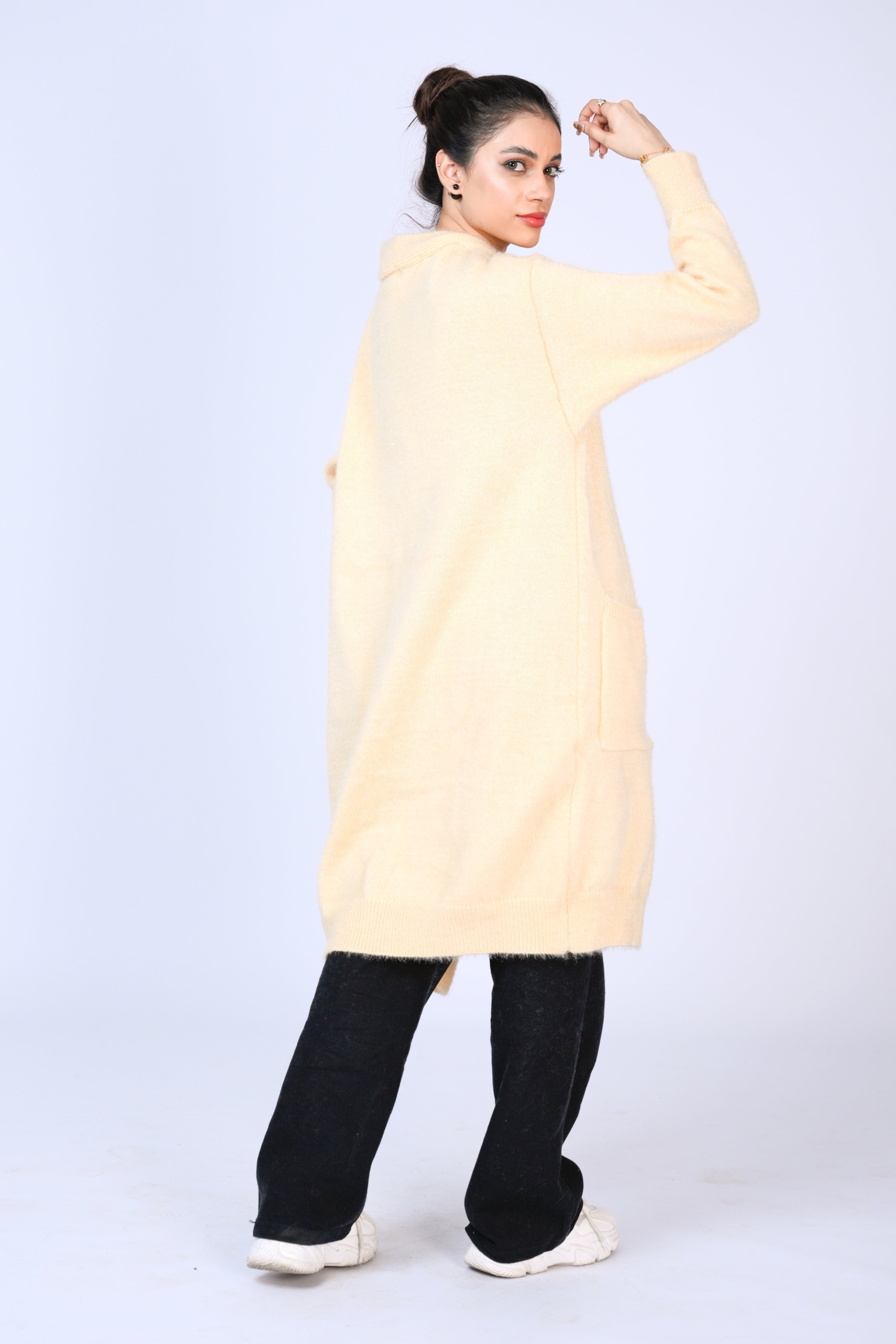 Soft Knit Duster Cardigan in Pale Yellow Reality