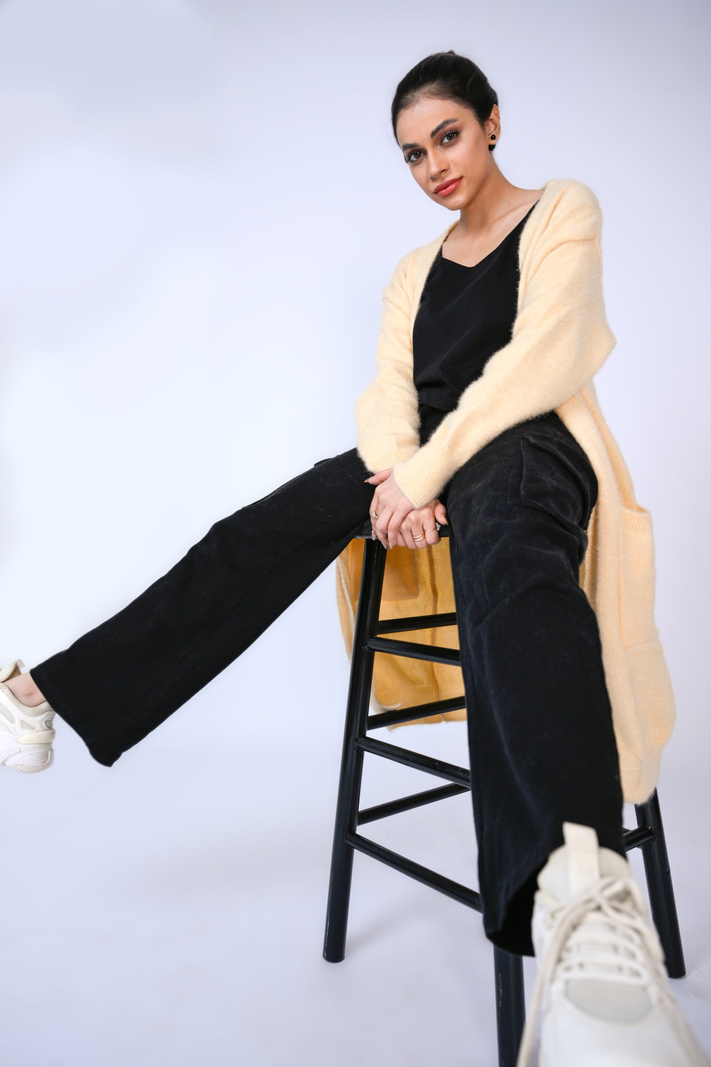 Soft Knit Duster Cardigan in Pale Yellow Reality