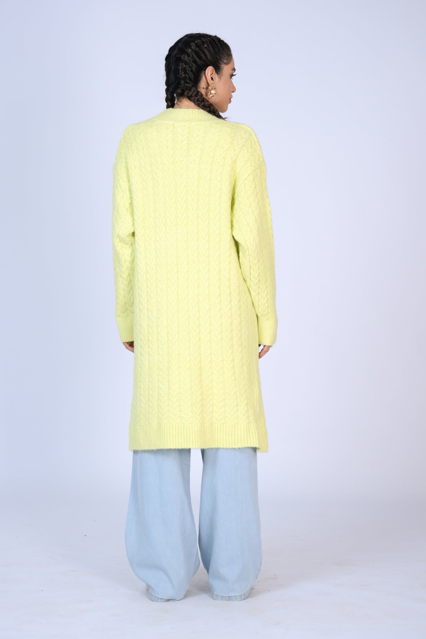 Oversized Knit Cardigan in Lime Reality