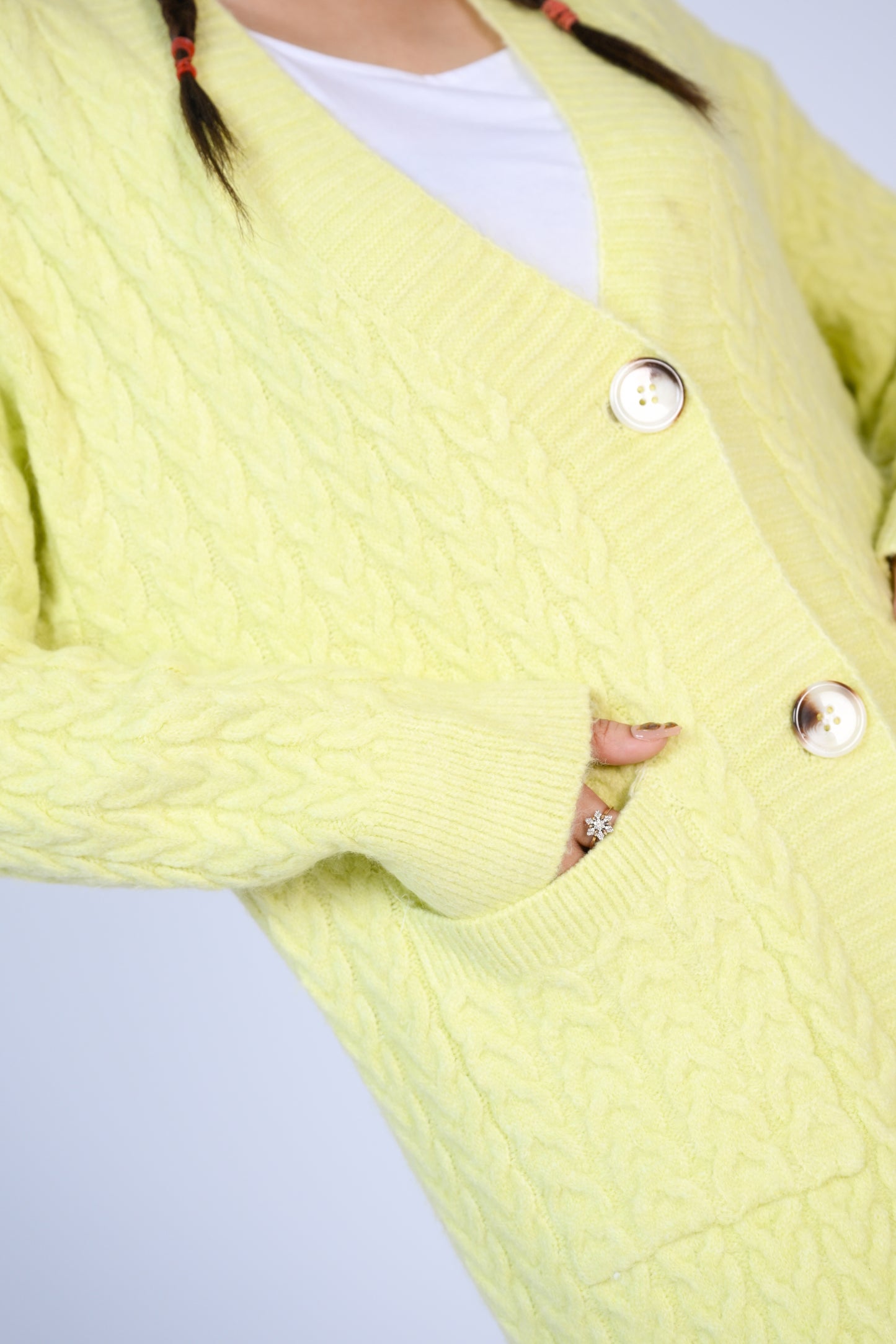 Oversized Knit Cardigan in Lime Reality