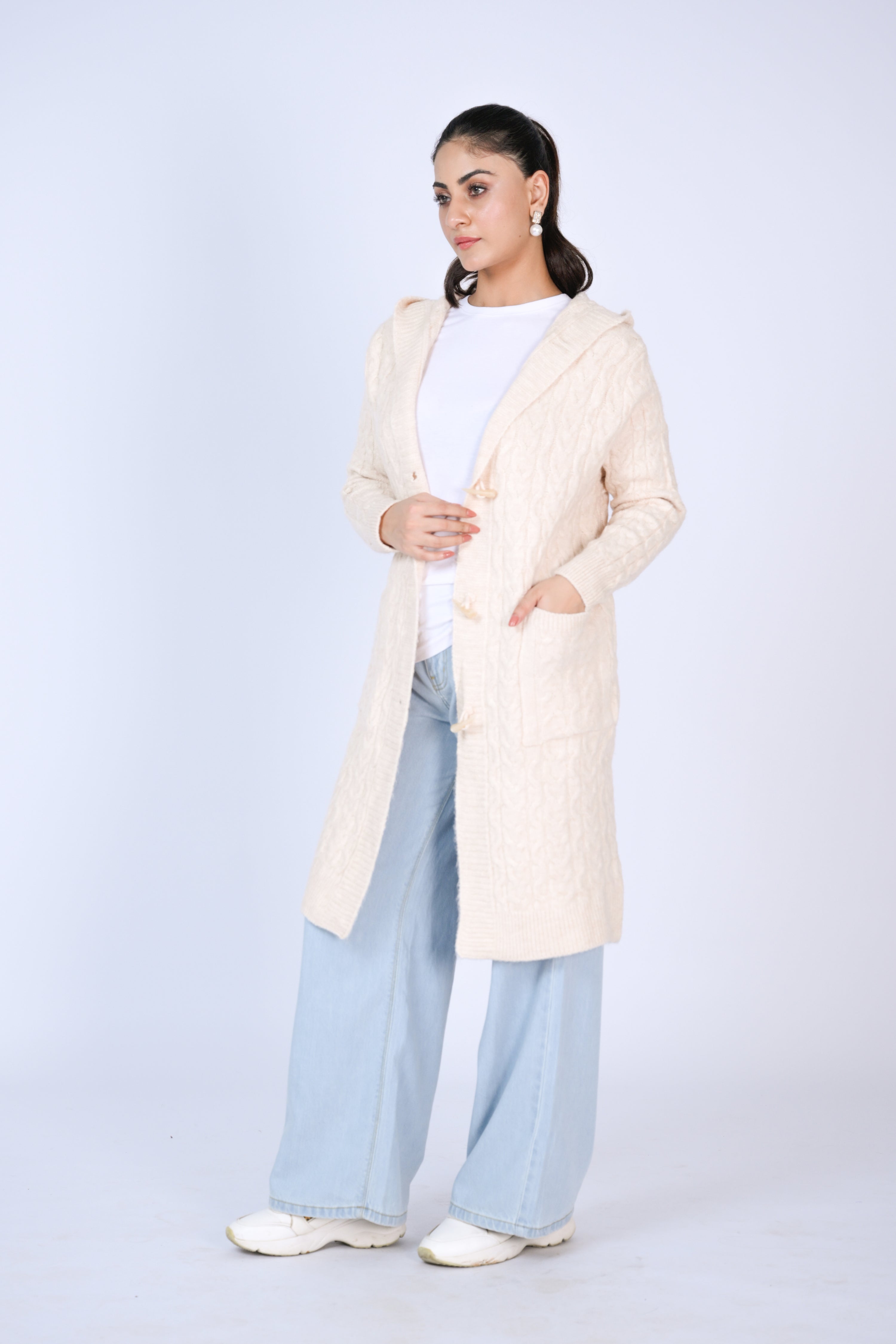 Women's Hooded Cardigan with Toggle Fasteners Reality
