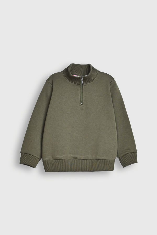 HALF ZIP Army green SWEATSHIRT Reality