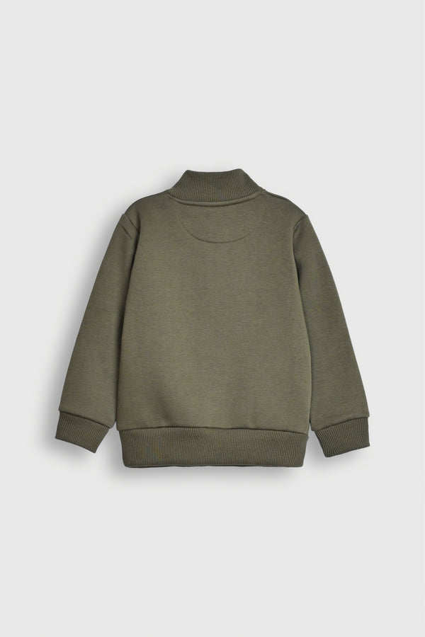 HALF ZIP Army green SWEATSHIRT Reality
