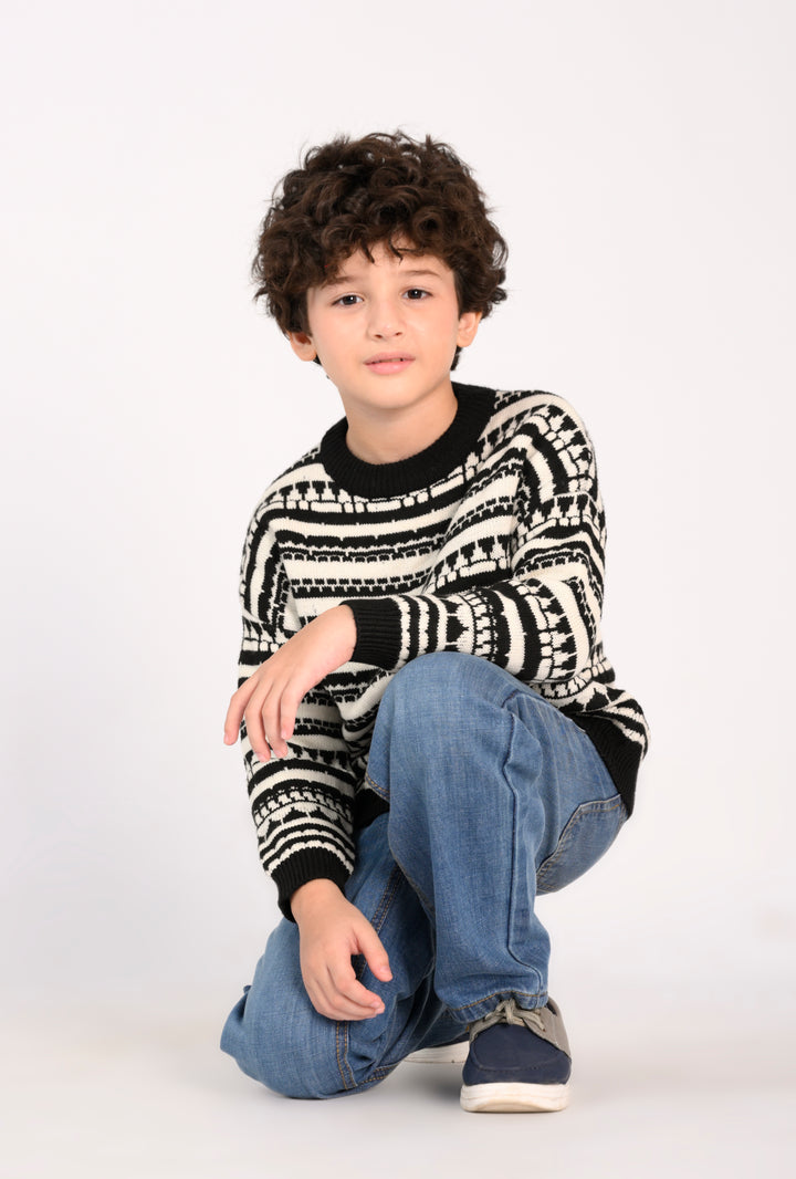 Boy in Patterned Sweater and Jeans Reality