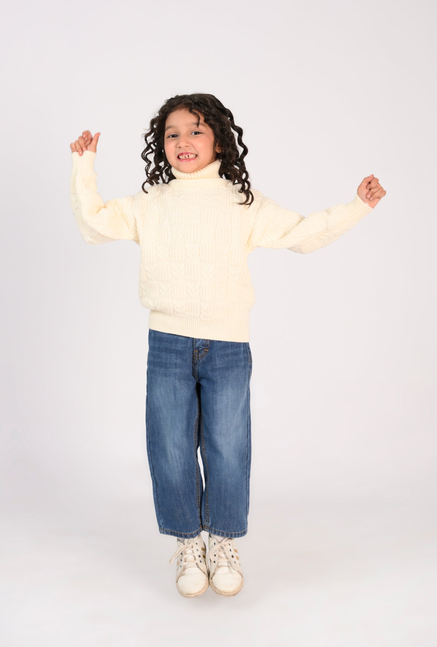 Jumping for Joy in Cream Knit Reality