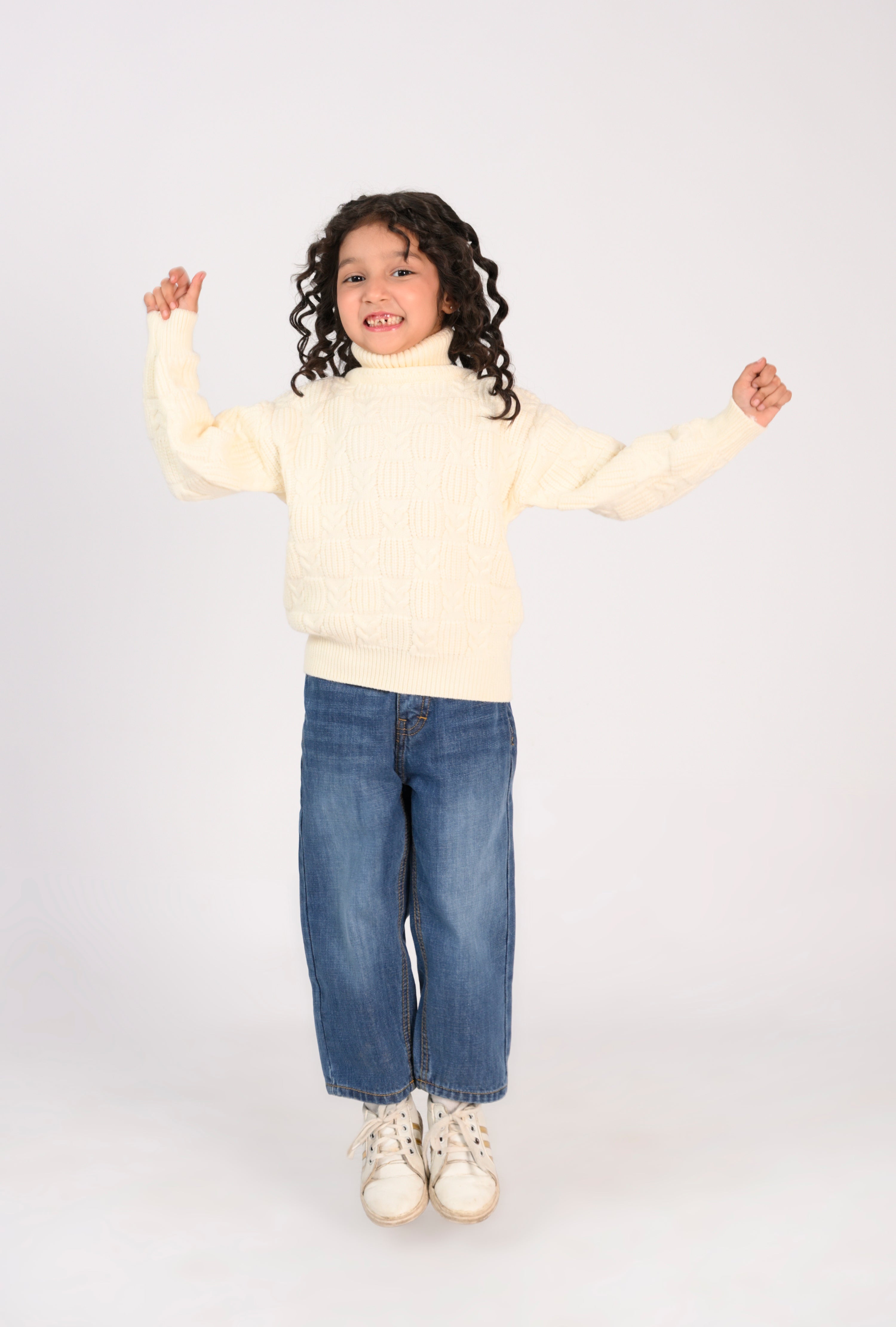 Jumping for Joy in Cream Knit Reality