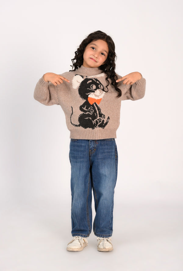 Girl in Cat Sweater and Jeans Reality