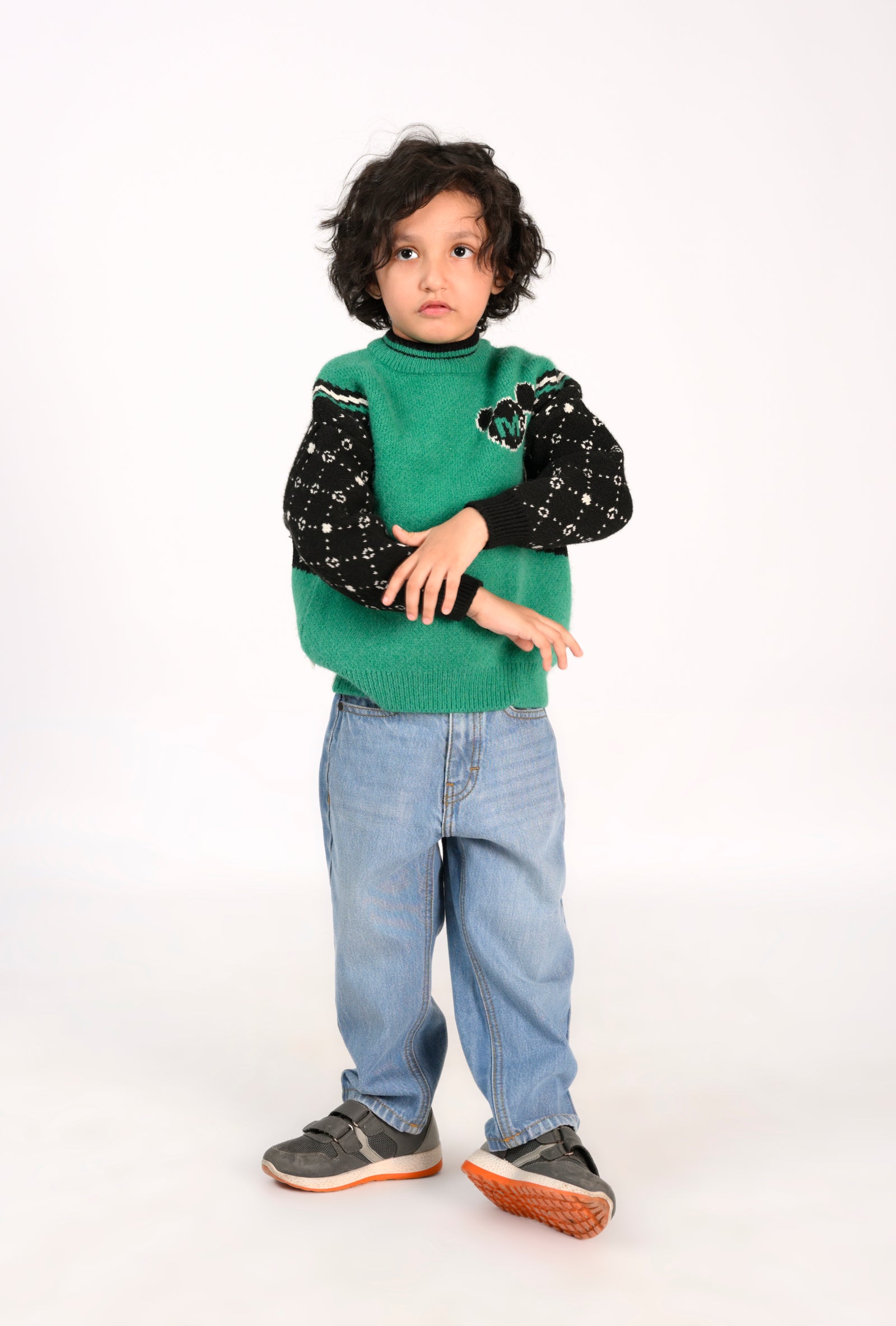 Kids' Green Sweater with Mickey Mouse Patch Reality