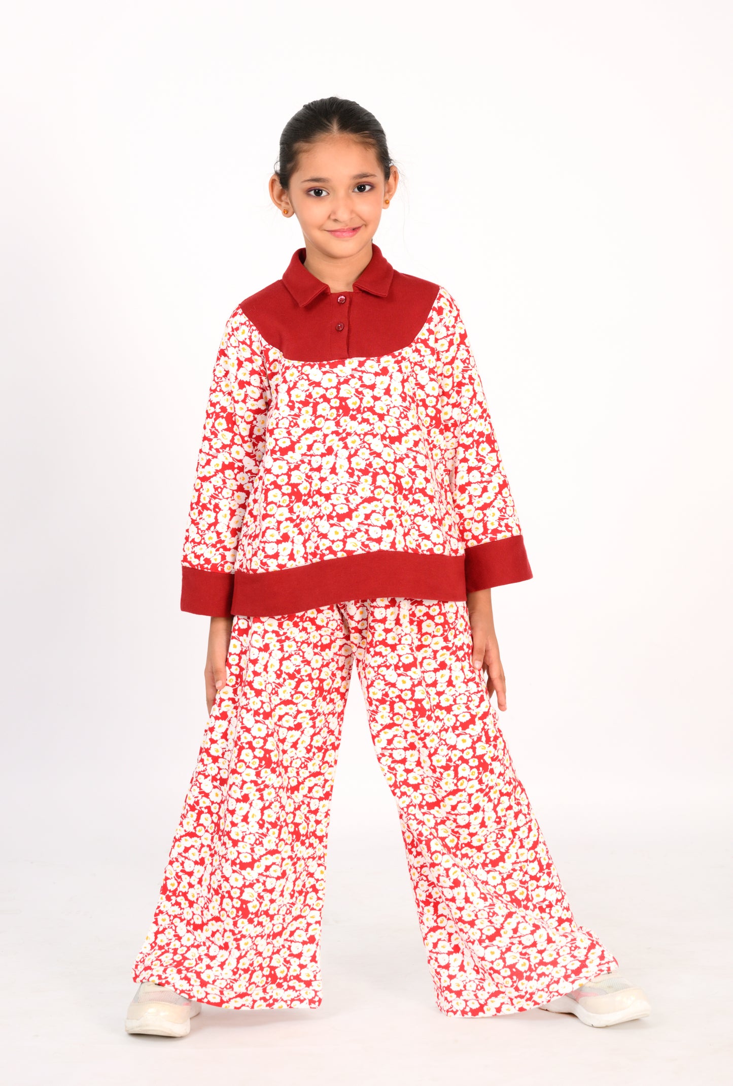 Red Floral Print Co-Ords for Kids Reality