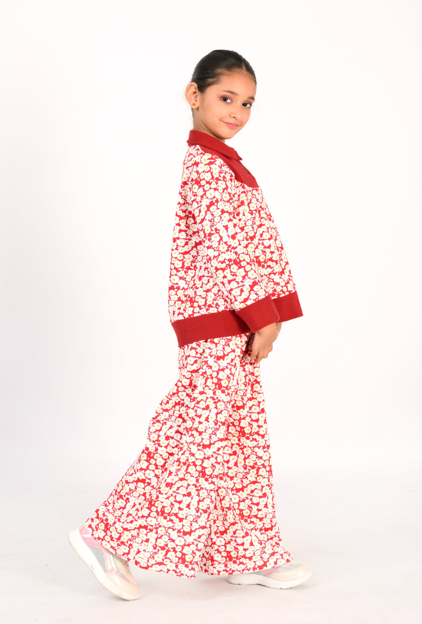 Red Floral Print Co-Ords for Kids Reality