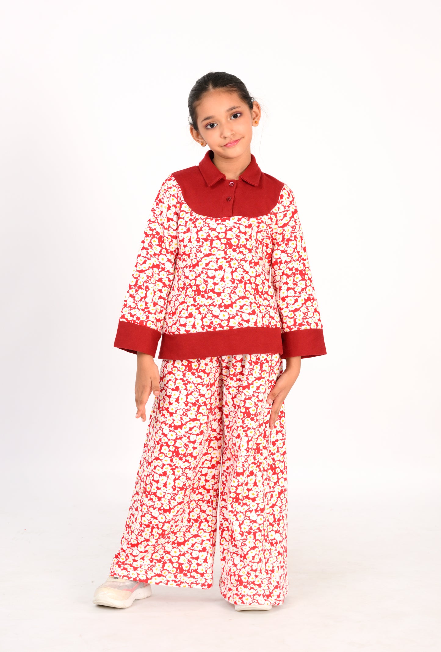 Red Floral Print Co-Ords for Kids Reality