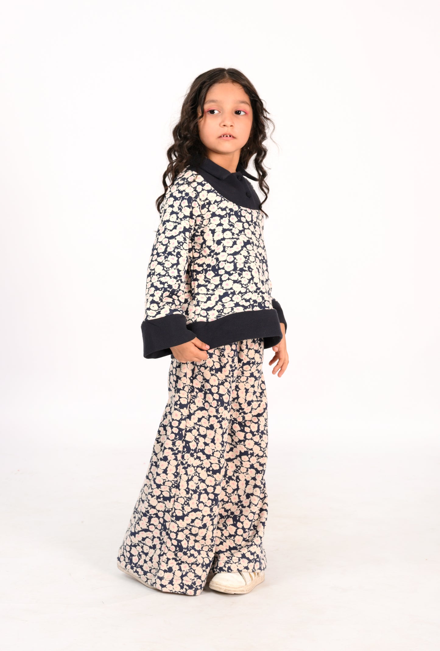 Kids' Floral Print Co-Ords with Navy Collar Reality