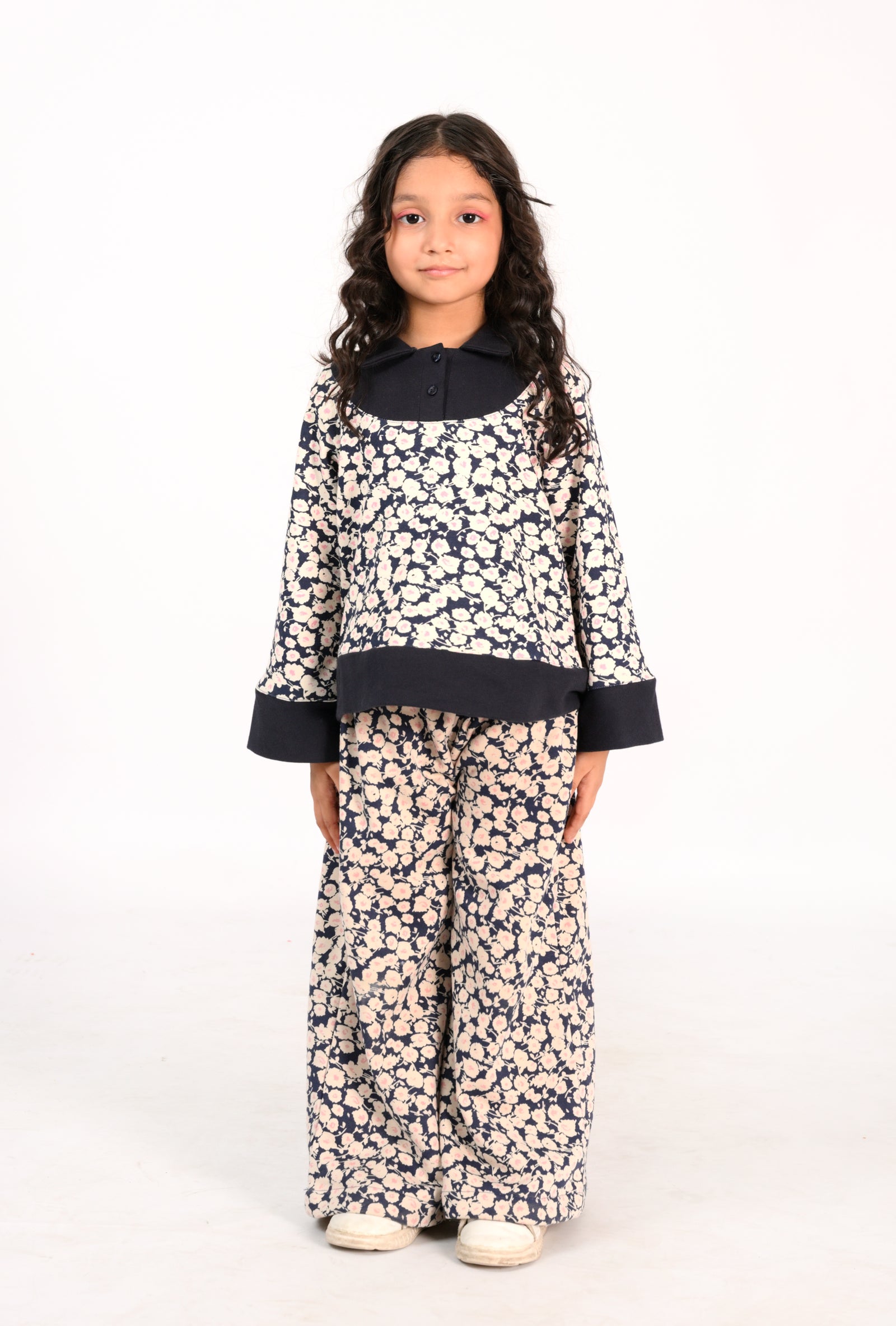 Kids' Floral Print Co-Ords with Navy Collar Reality