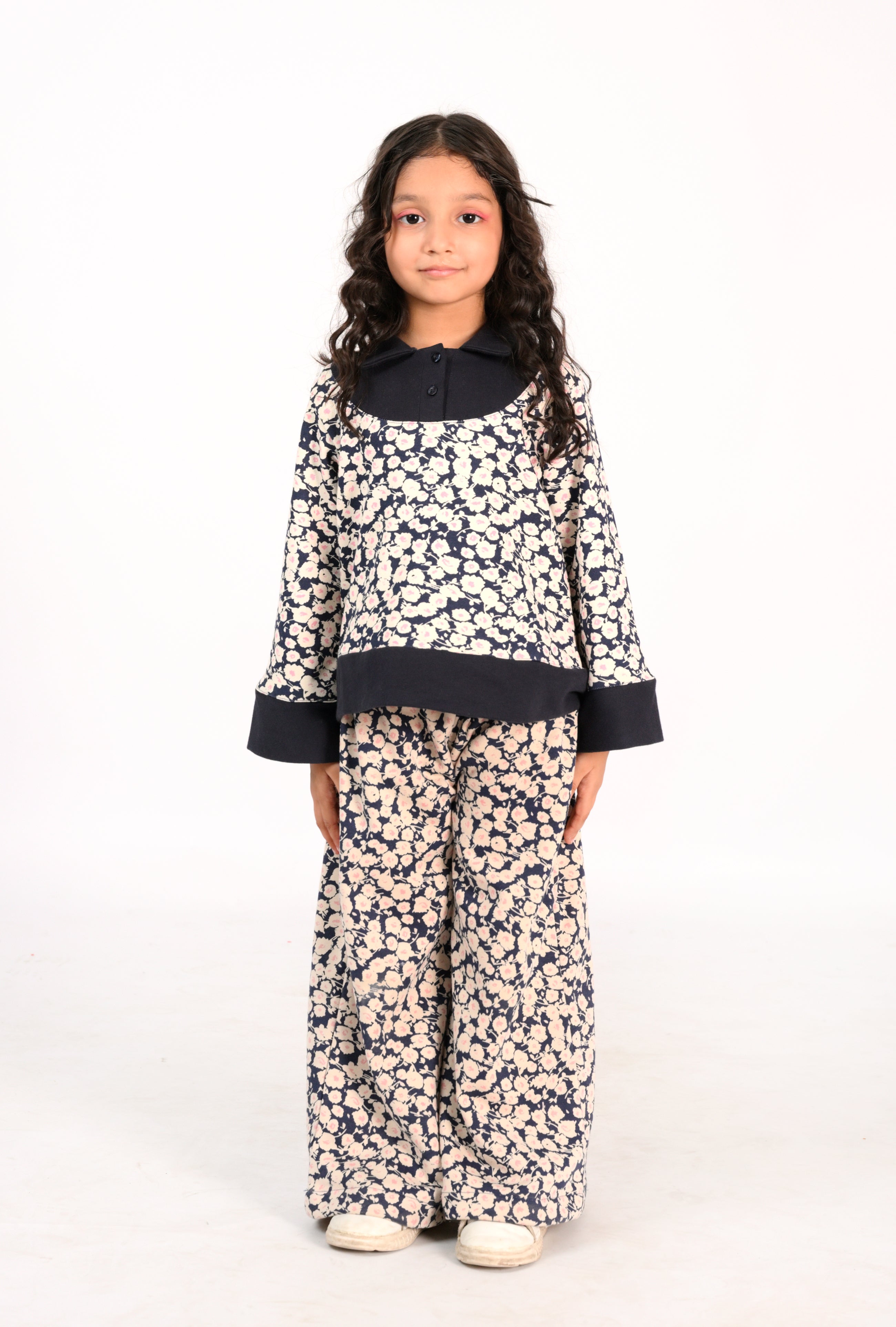 Kids' Floral Print Co-Ords with Navy Collar Reality