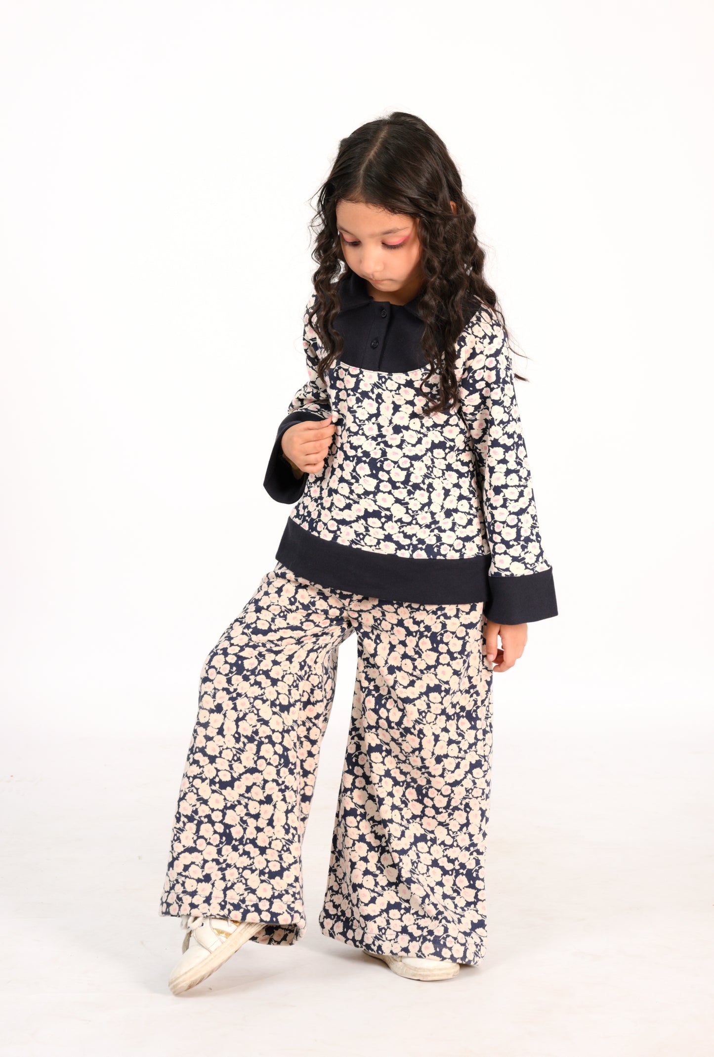 Kids' Floral Print Co-Ords with Navy Collar Reality