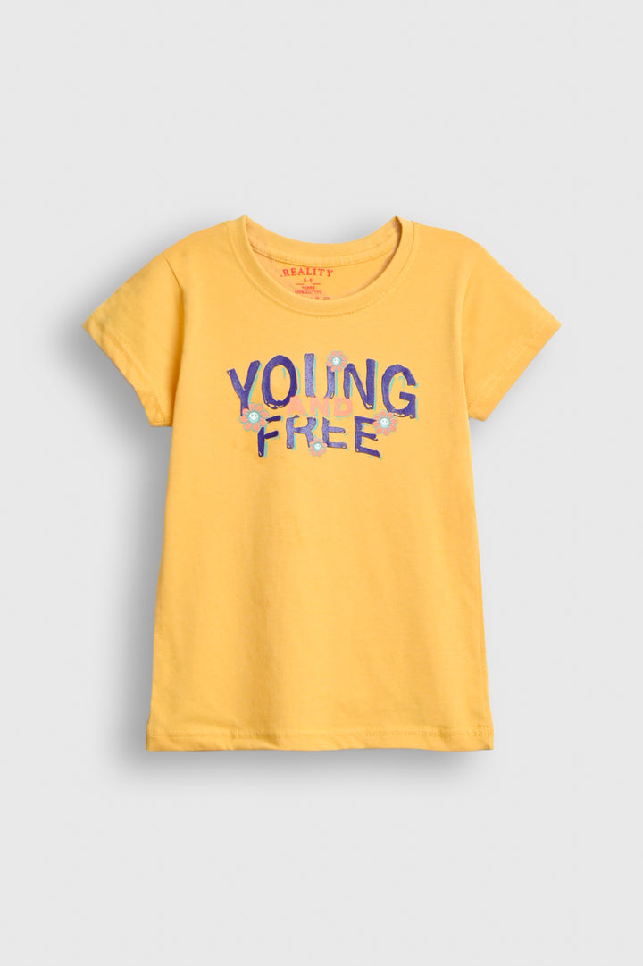 "Young & Free" Floral Print T-Shirt for Girls Reality