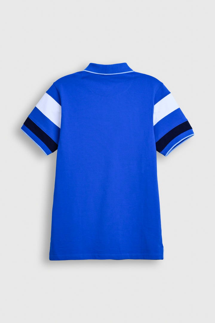 Men’s Colorblock Sleeve Polo Shirt – Blue Reality