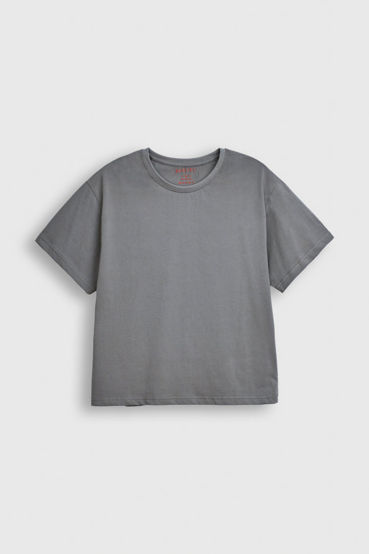 Women Washed Grey Cotton T-Shirt Reality