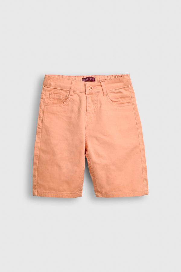 Boys Peach Cotton Twill Shorts Reality
