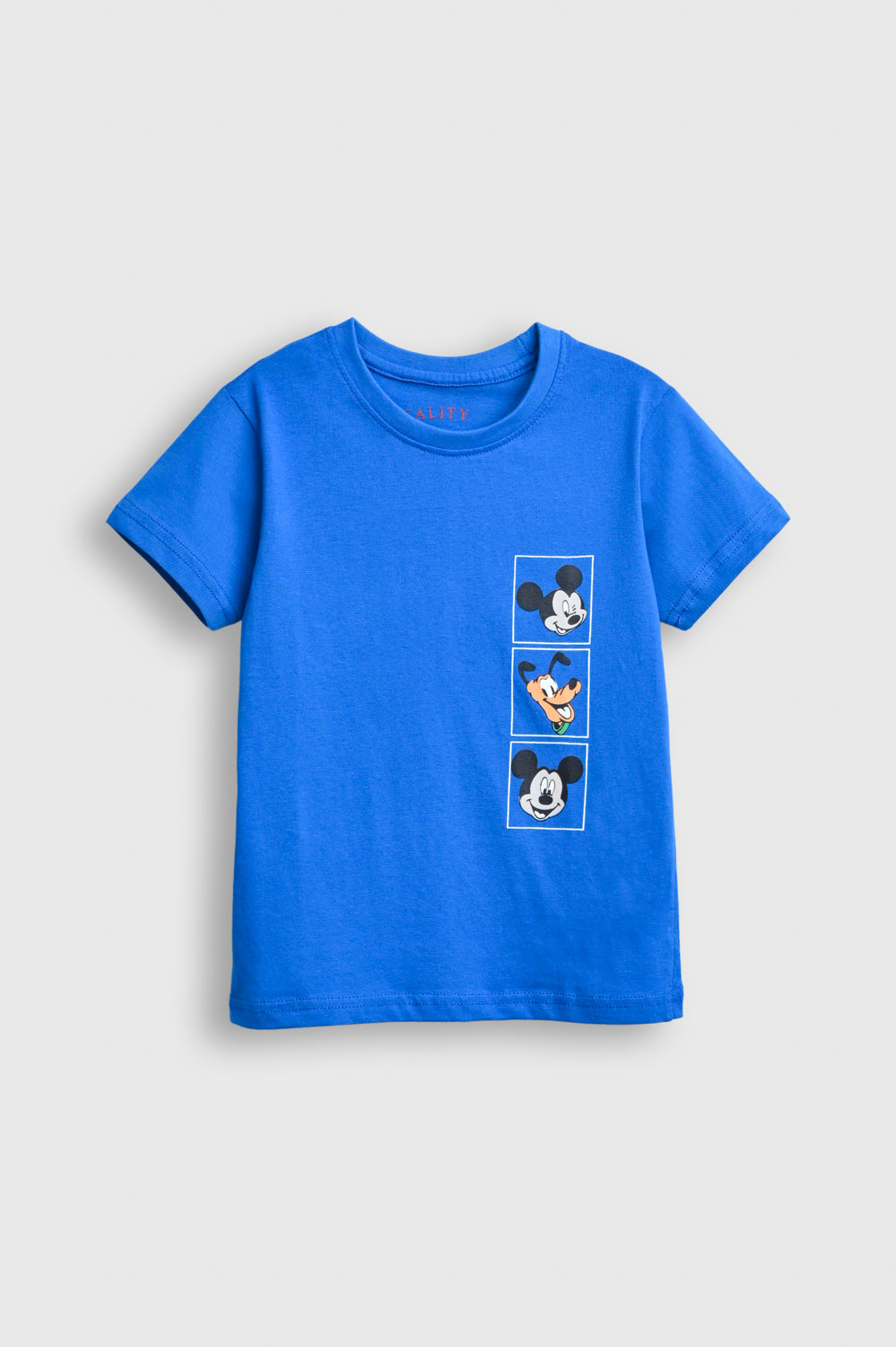 Boys' Blue Disney Character T-Shirt – Mickey & Pluto Graphic Print Reality