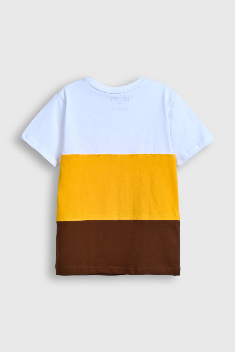 Boys' Triple Tone Color Block T-Shirt – White, Yellow & Brown Reality